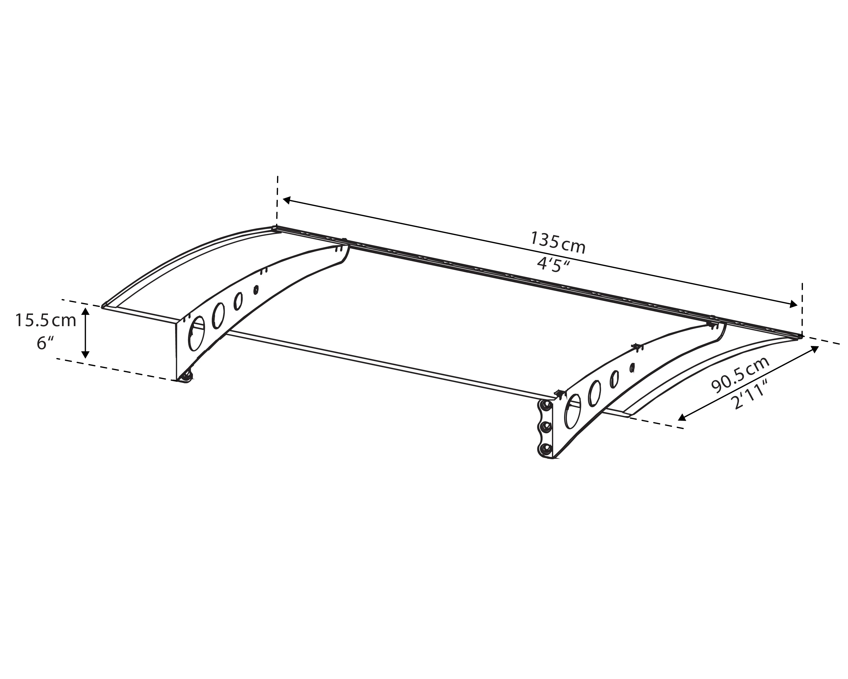 Lyra 1.4m x 0.9m Door Canopy - White Frame & Twinwall Polycarbonate - Image 5