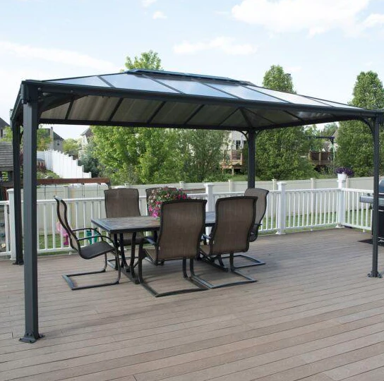 Martinique 3m x 4.3m Garden Gazebo in Grey Aluminium with Polycarbonate Roof - Image 11