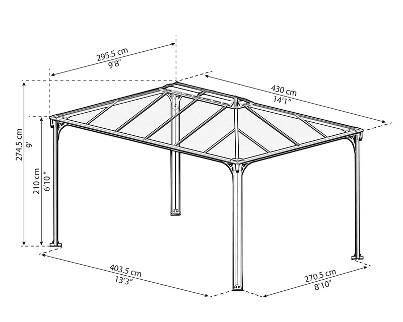 Martinique 3m x 4.3m Garden Gazebo in Grey Aluminium with Polycarbonate Roof - Image 12