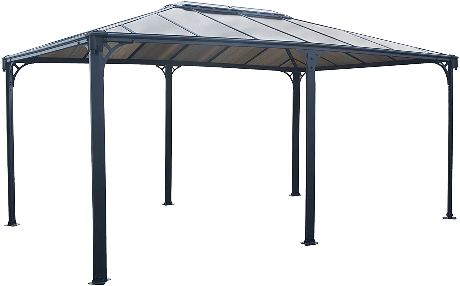Martinique 3.6m x 5m Garden Gazebo in Grey Aluminium with Polycarbonate Roof - Image 3