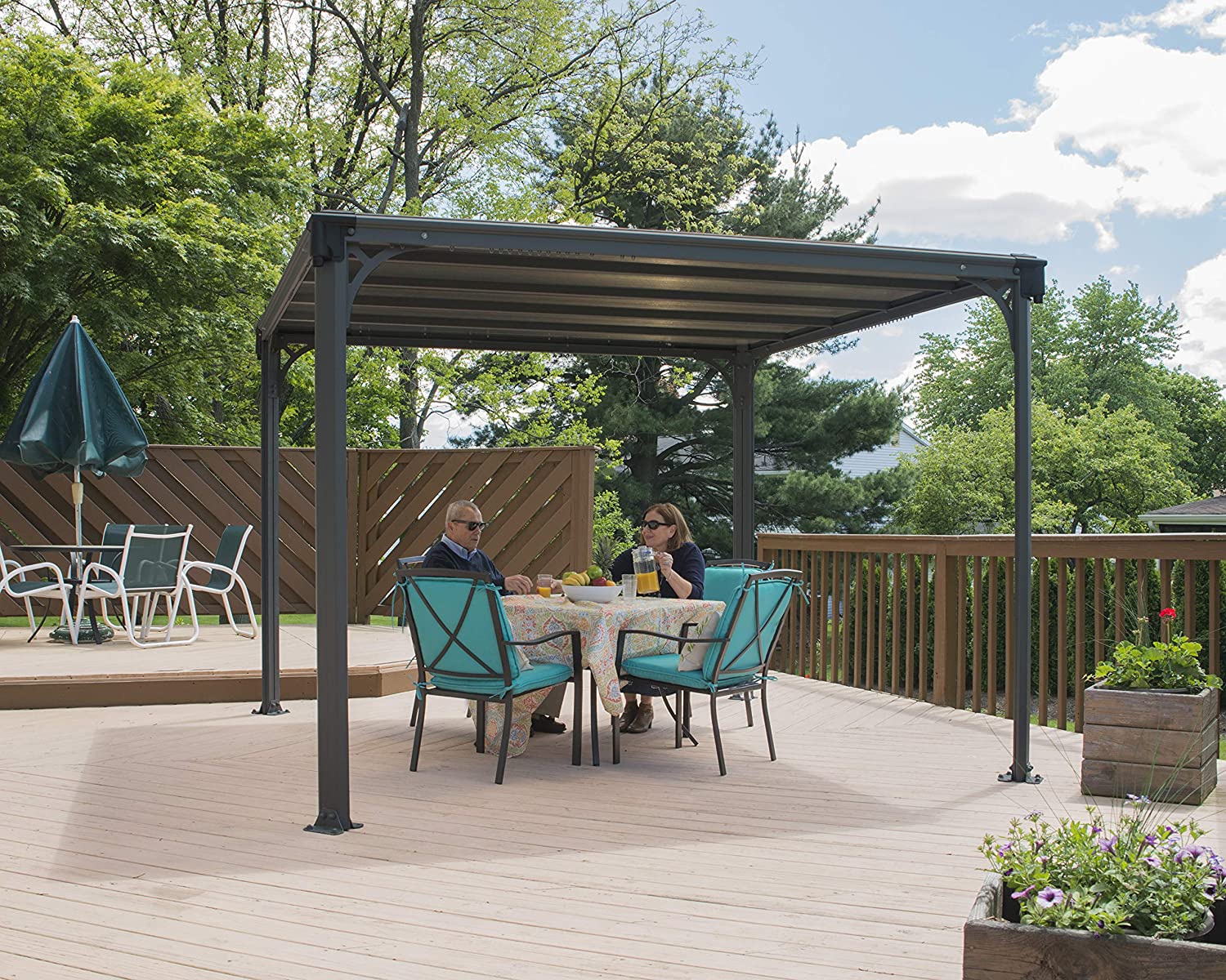 Milano 3m x 3m Garden Gazebo in Grey Aluminium with Polycarbonate Roof