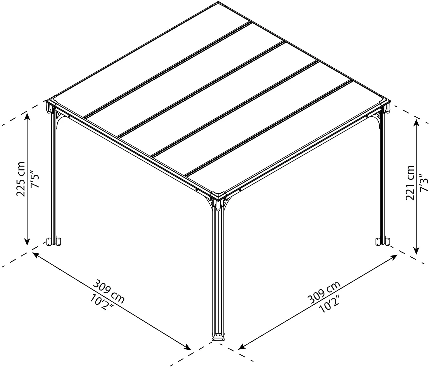 Milano 3m x 3m Garden Gazebo in Grey Aluminium with Polycarbonate Roof - Image 5