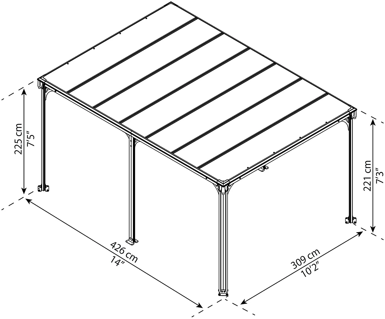 Milano 3m x 4.26m Garden Gazebo in Grey with Polycarbonate Flat Roof - Image 9