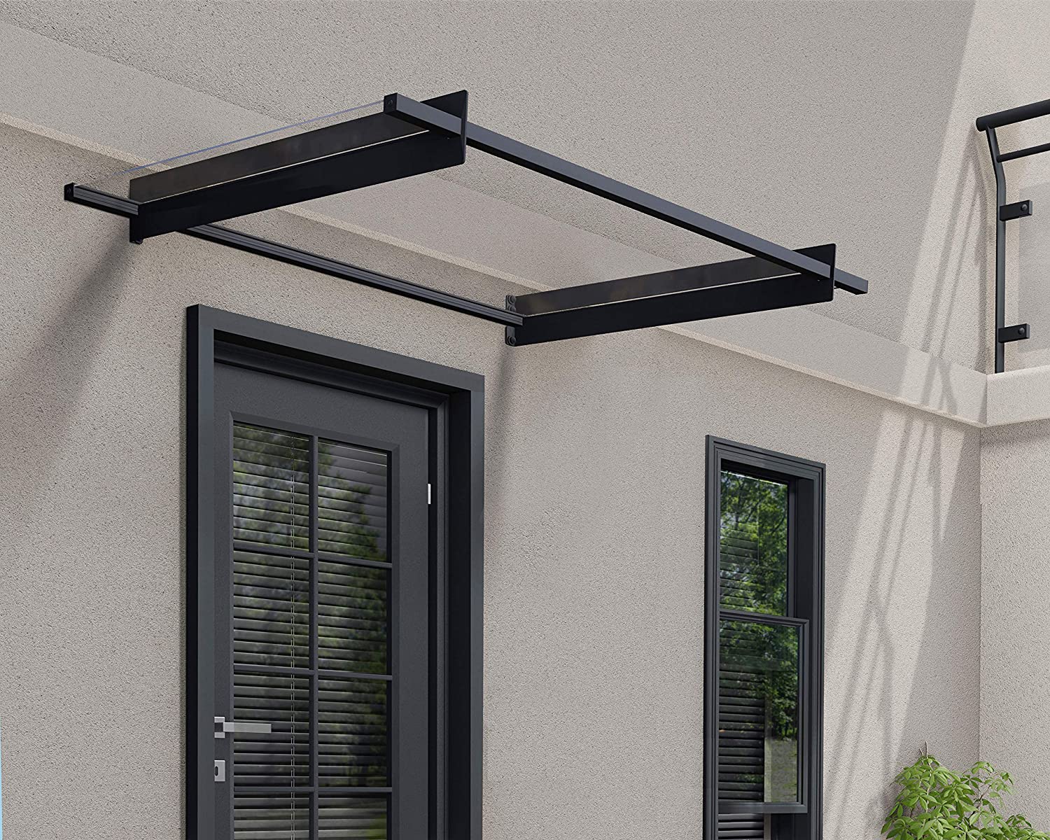 Nancy 1.5m x 0.9m Door Canopy - Grey Frame & Clear Acryl