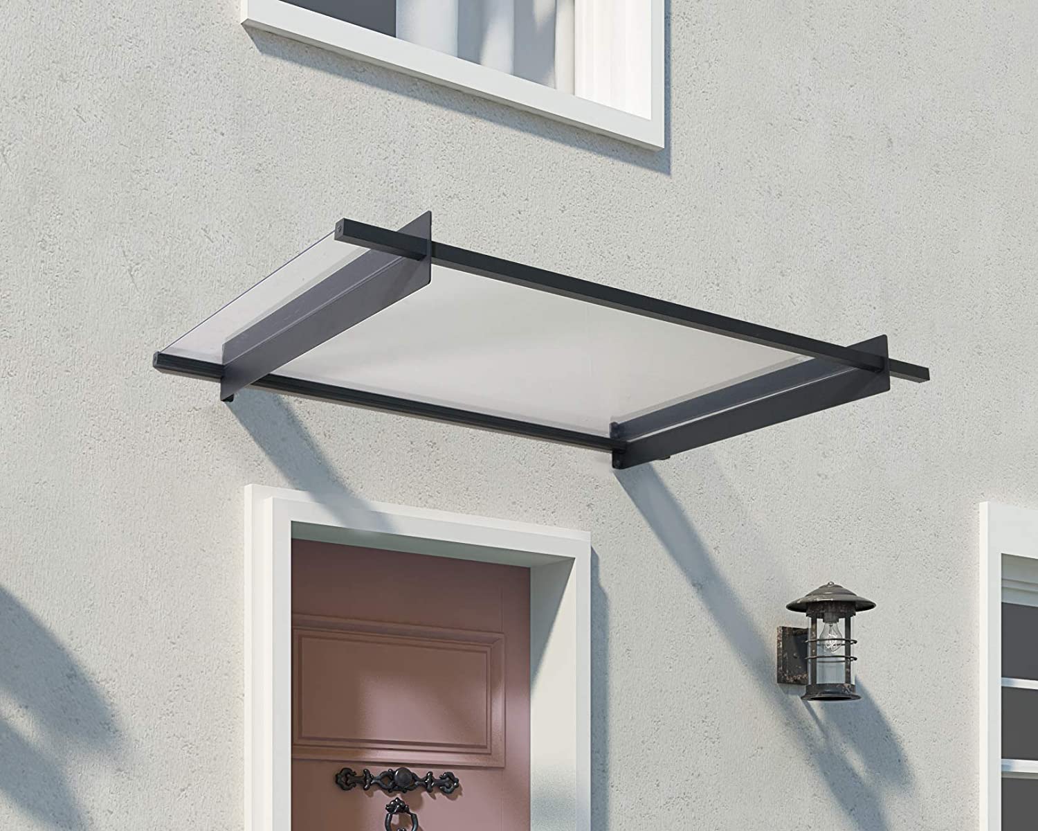 Nancy 1.5m x 0.9m Door Canopy - Grey Frame & Clear Acryl - Image 2