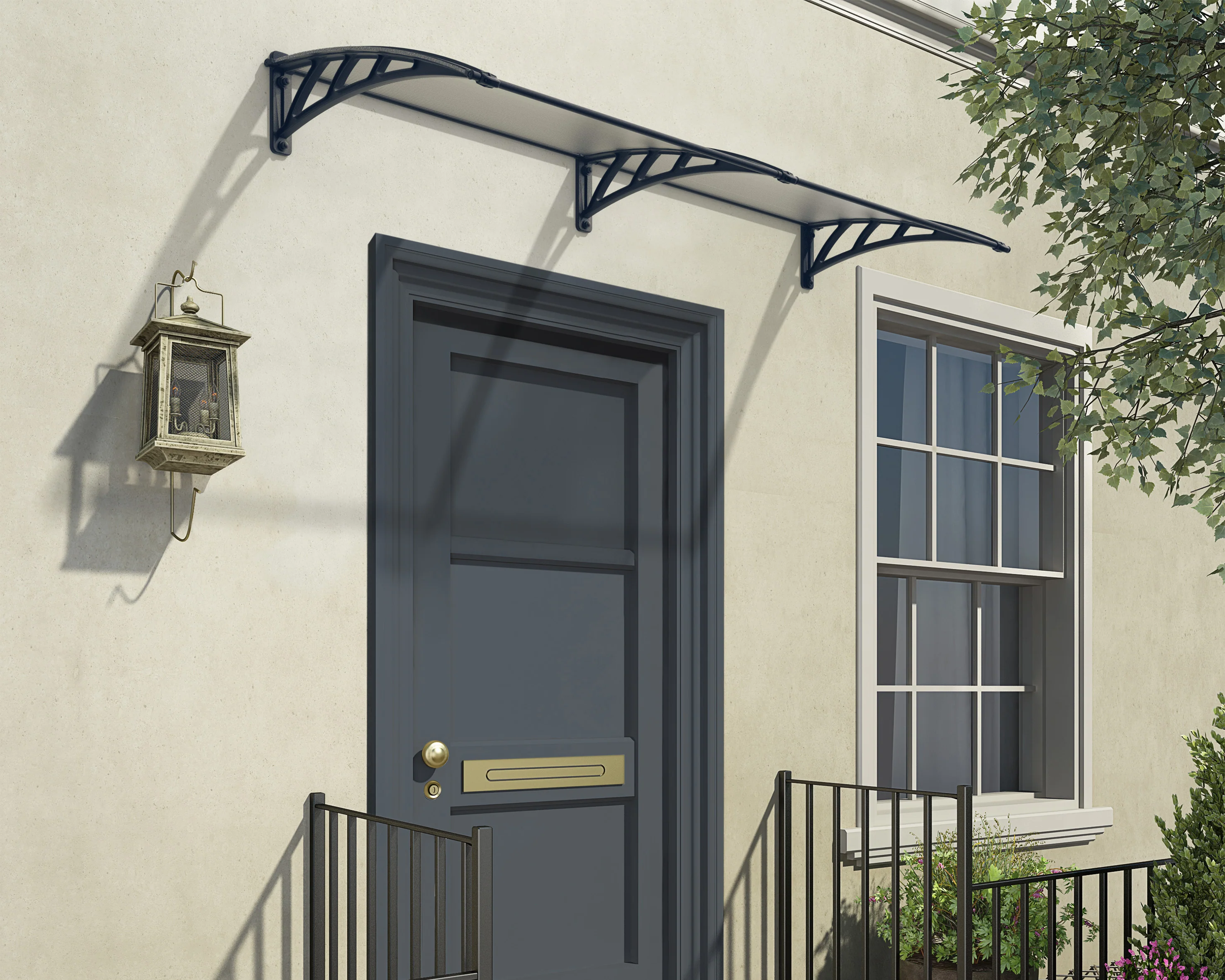Neo 2.4m x 0.75m Door Canopy - Grey Frame & Twinwall Polycarbonate