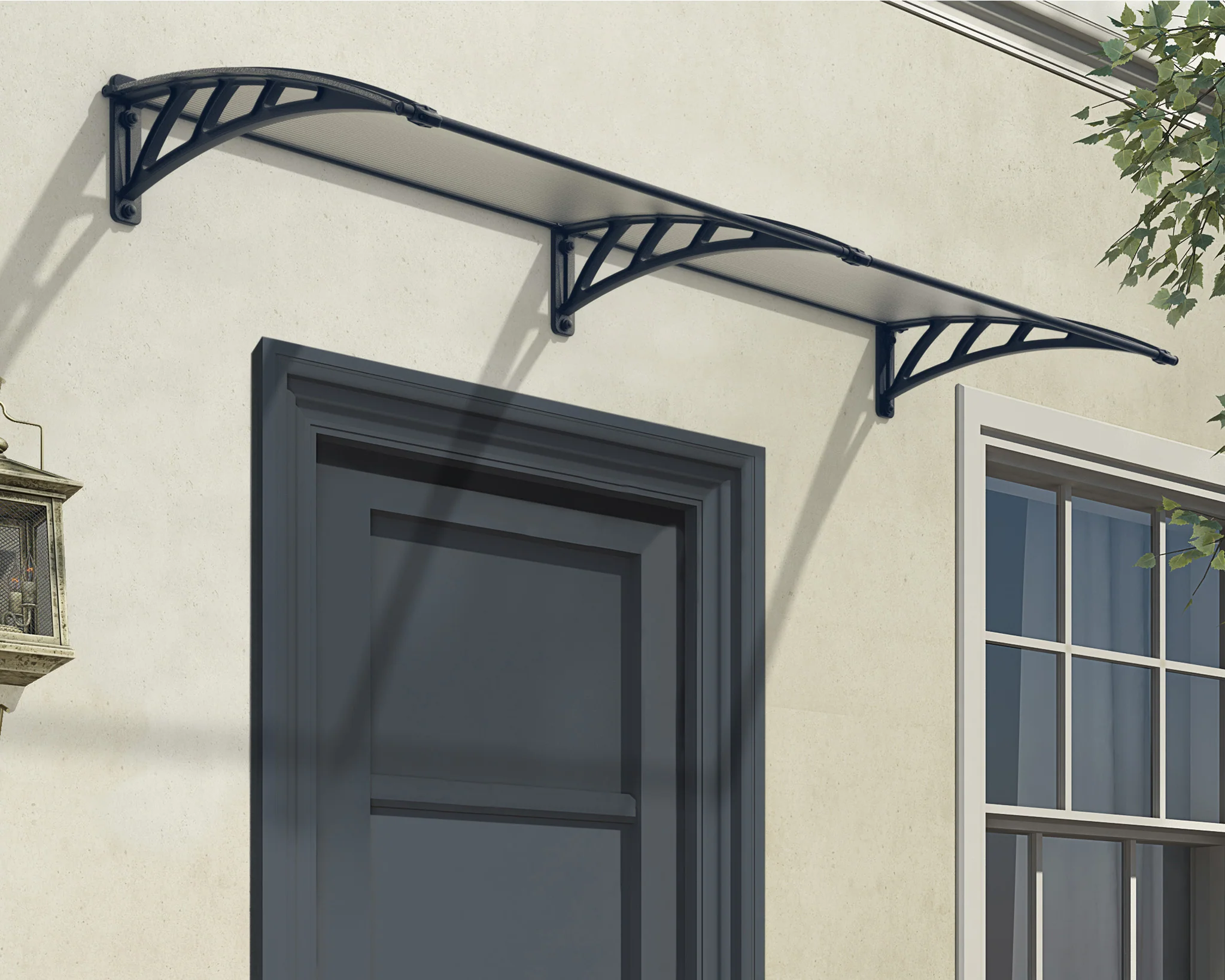 Neo 2.4m x 0.75m Door Canopy - Grey Frame & Twinwall Polycarbonate - Image 6