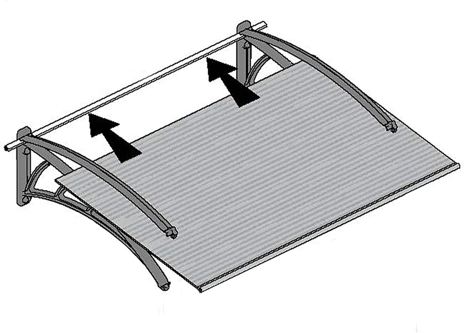 Neo 1.4m x 0.75m Door Canopy - Grey Frame & Twinwall Polycarbonate - Image 6