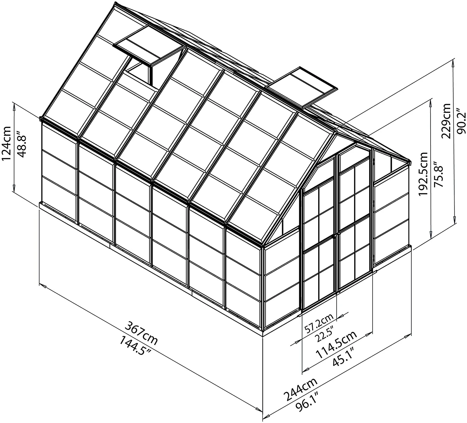 Octave 8' x 12' Greenhouse - Silver Frame & Clear Polycarbonate Panels - Image 6