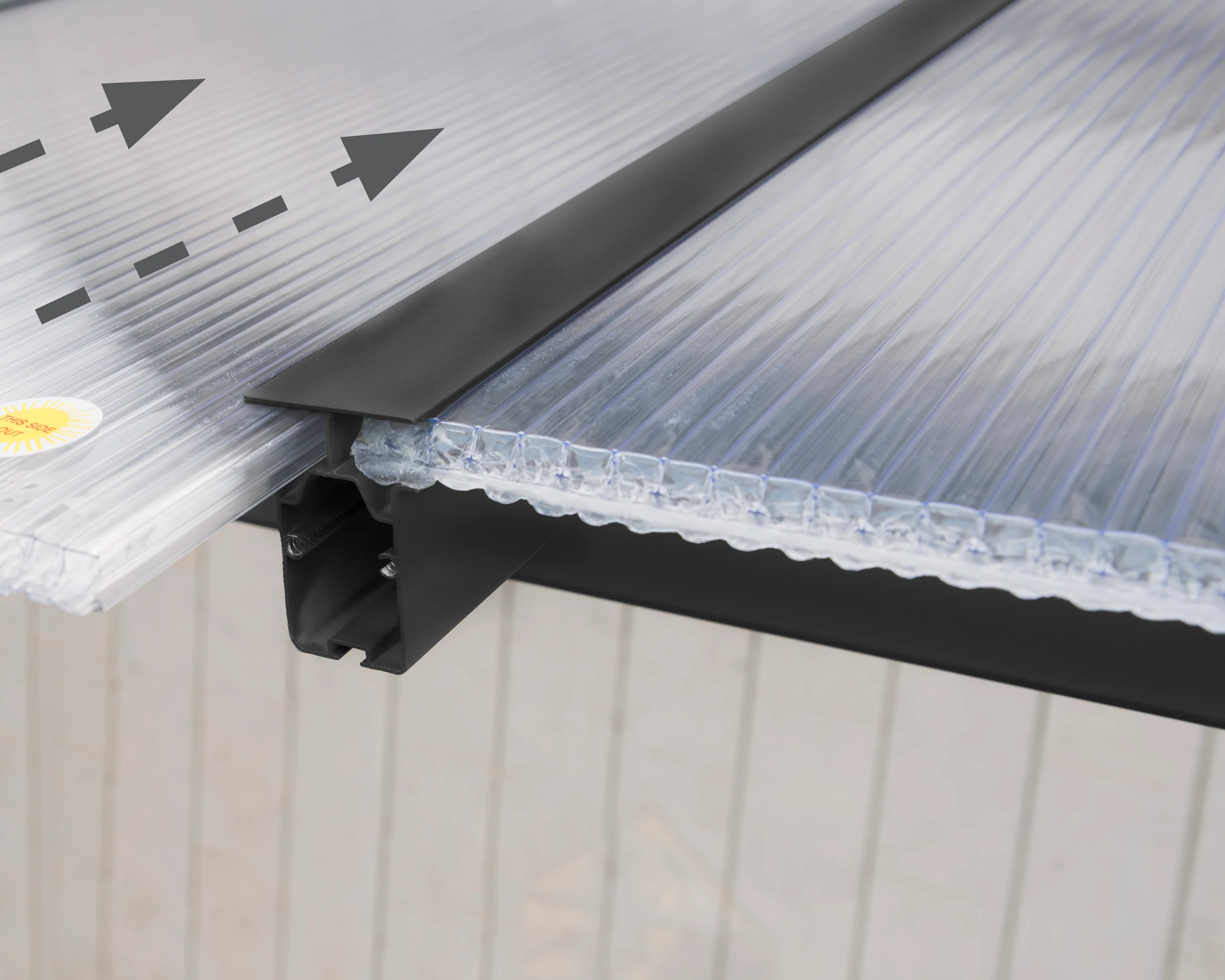 Olympia Patio Cover 3m x 5.5m - Grey Frame & Clear Polycarbonate - Image 10
