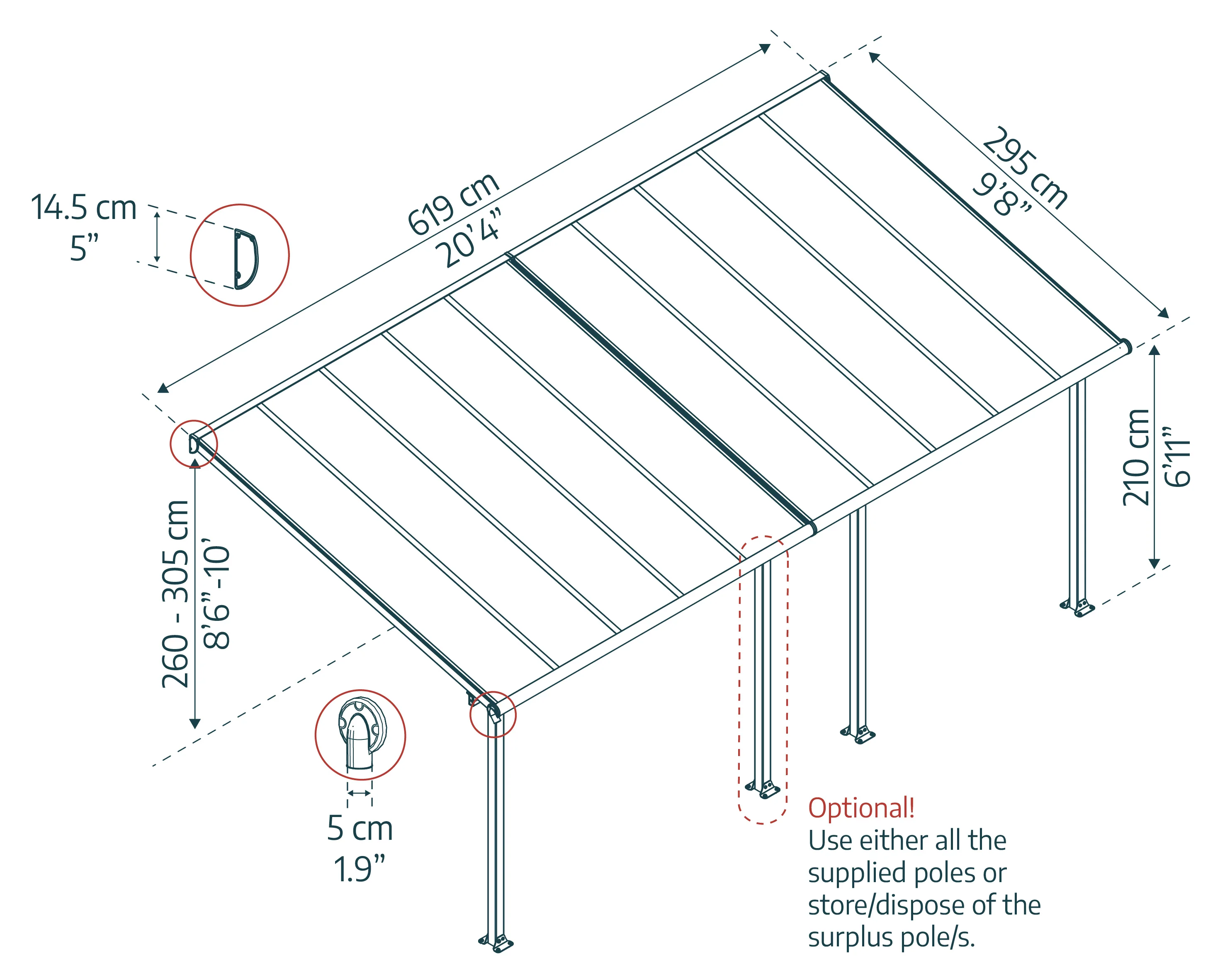 Olympia Patio Cover 3m x 6.2m - White Frame & Clear Polycarbonate - Image 4