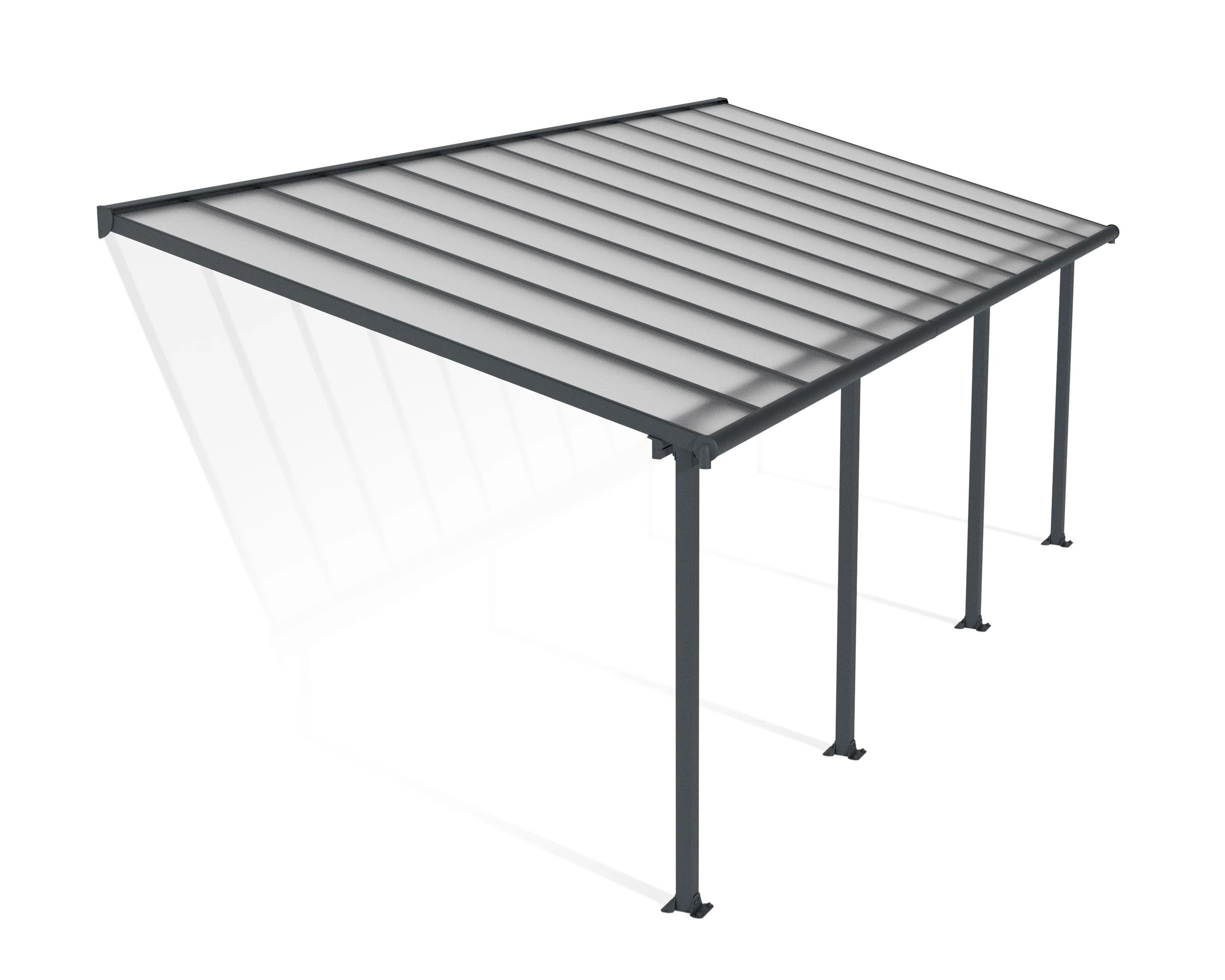 Olympia Patio Cover 3m x 7.4m - Grey Frame & Clear Polycarbonate - Image 5