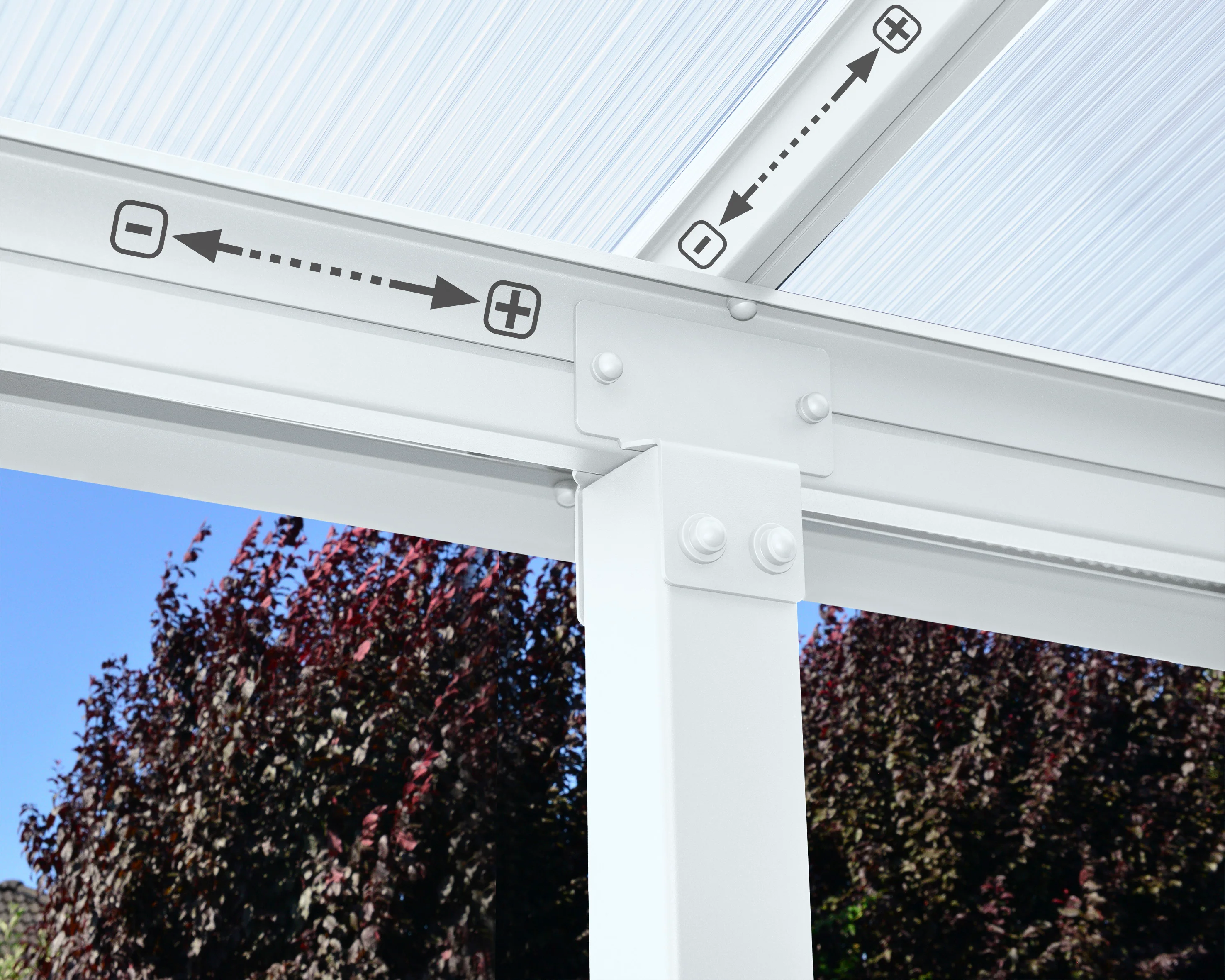 Olympia Patio Cover 3m x 7.4m - White Frame & Clear Polycarbonate - Image 6