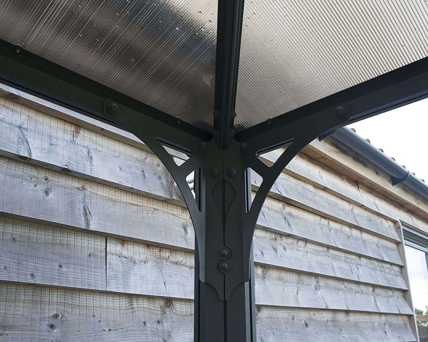 Palermo 4.3m x 4.3m Garden Gazebo in Grey with Polycarbonate Roof - Image 6