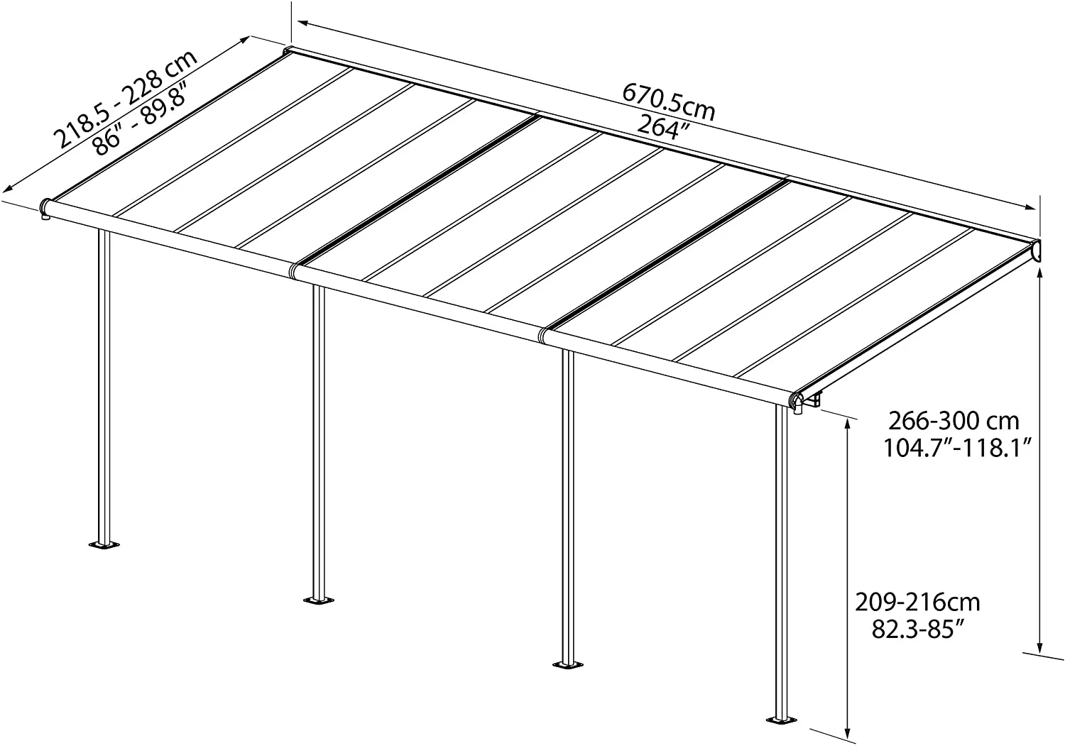 Sierra Patio Cover 2.2m x 6.7m - White Frame & Clear Polycarbonate - Image 7