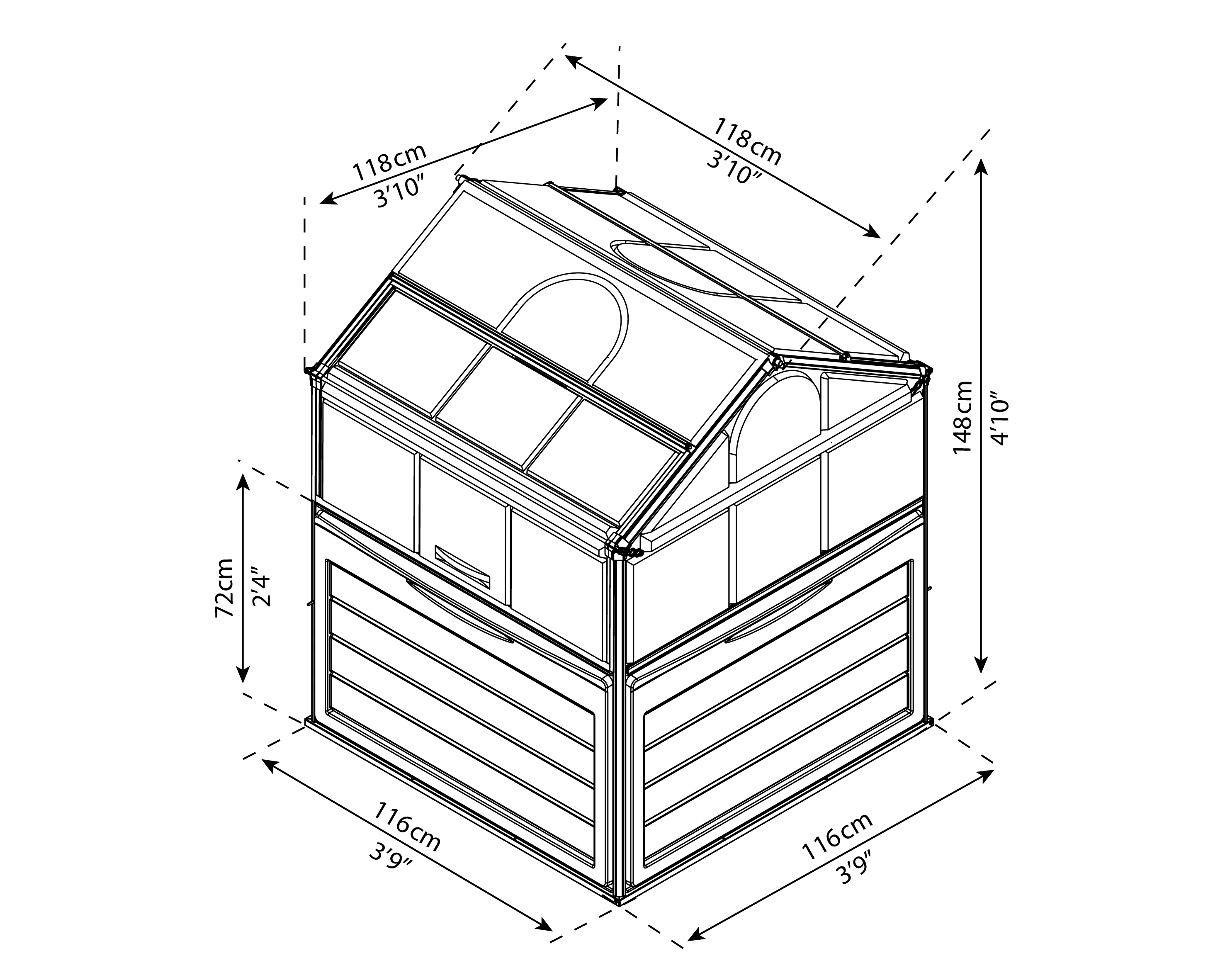 Plant Inn 4' x 4' Greenhouse - Silver Frame & Clear Polycarbonate Panels - Image 16