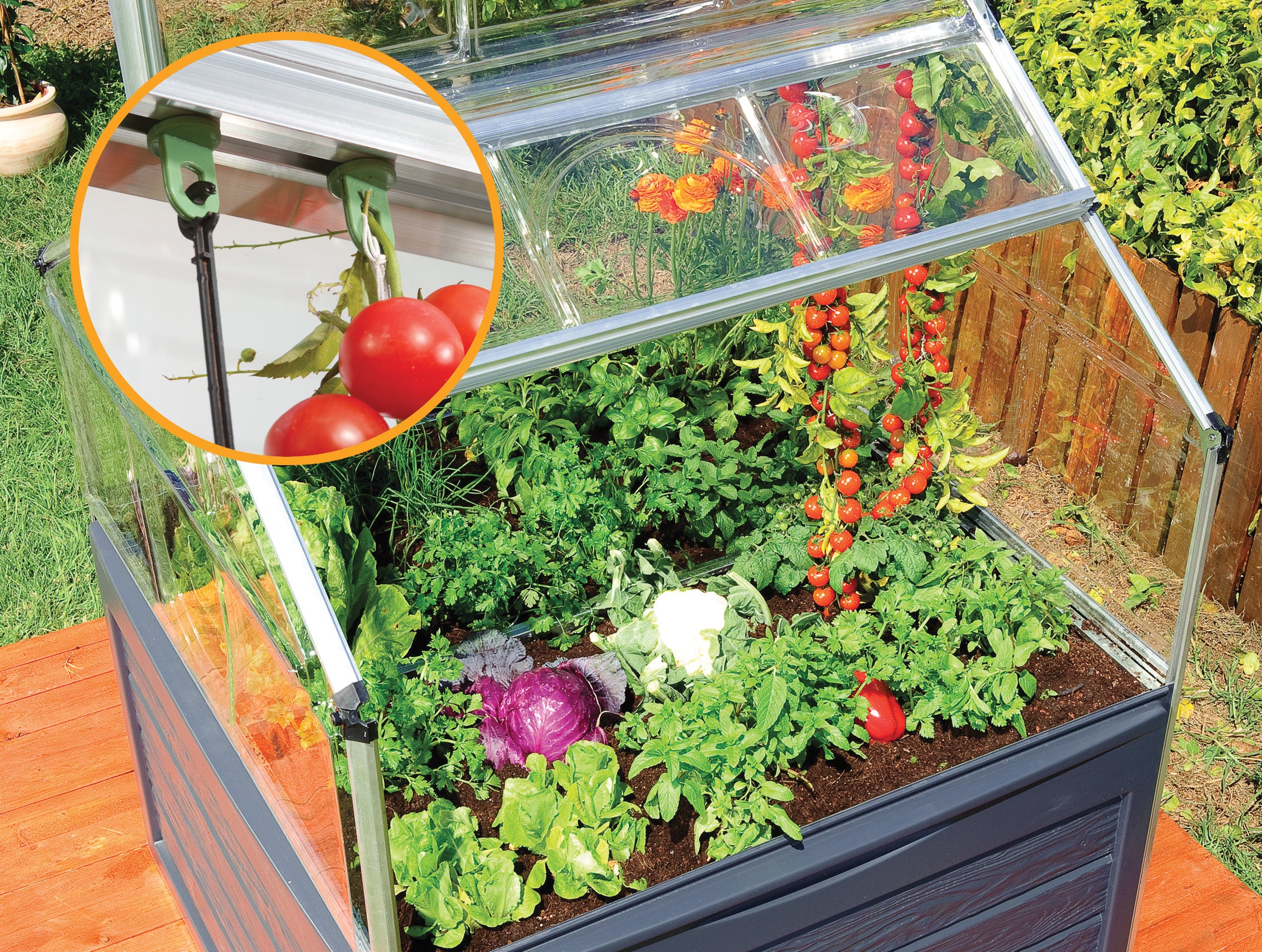 Plant Inn 4' x 4' Greenhouse - Silver Frame & Clear Polycarbonate Panels - Image 2