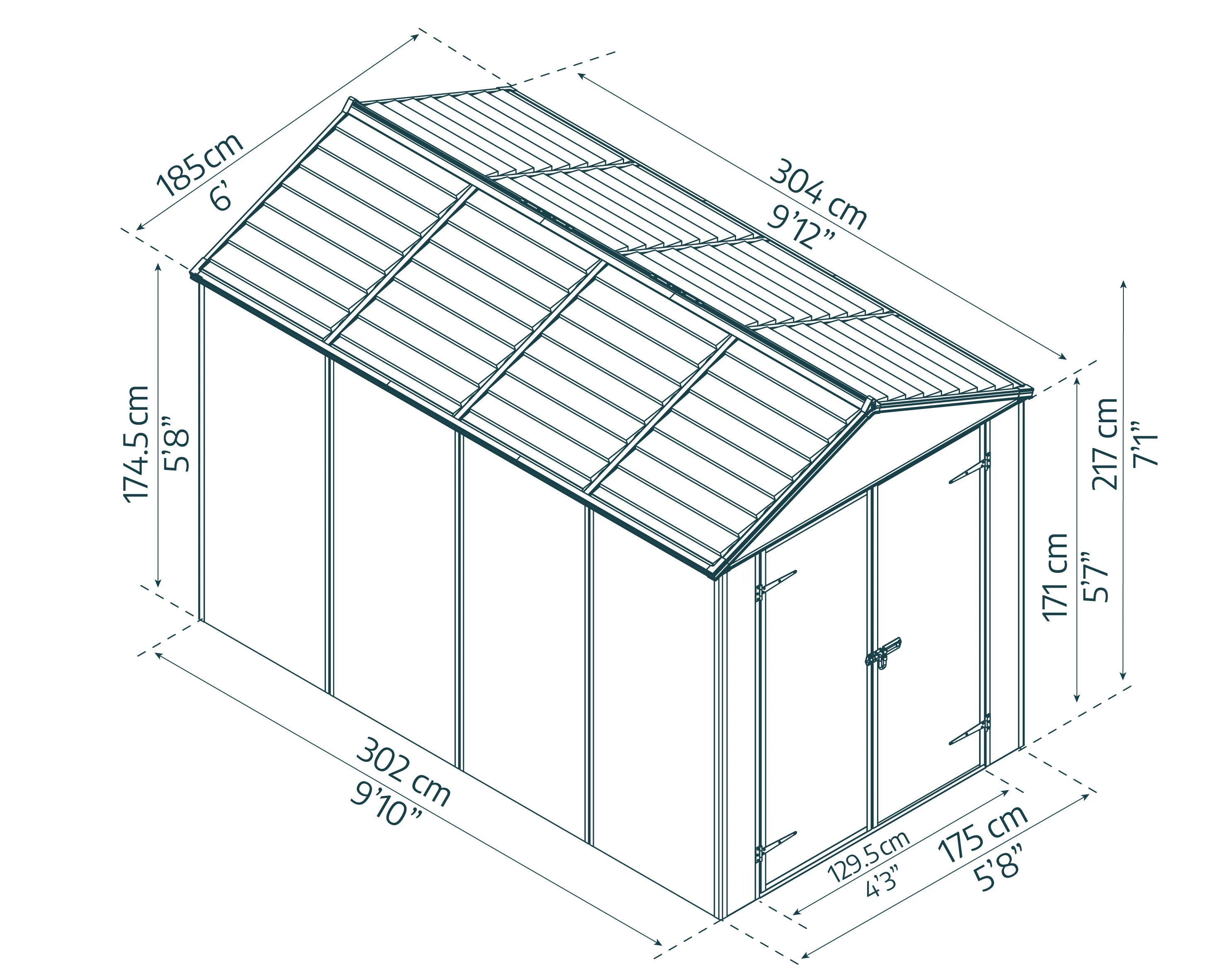 Rubicon 6 x 10 ft Garden Shed With Floor - Dark Grey Polycarbonate Panels - Image 8
