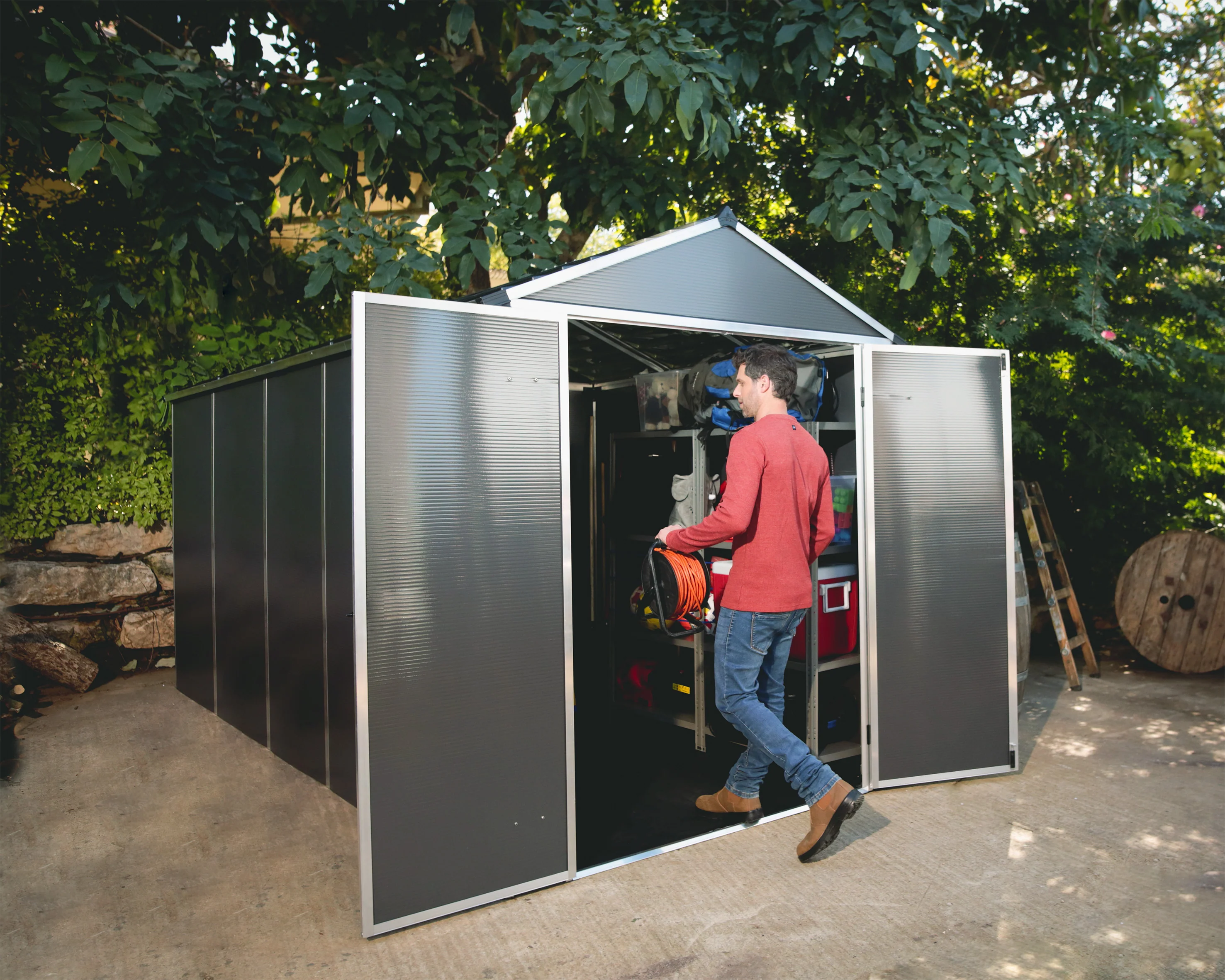 Rubicon 6ft. x 12ft. Garden Shed With Floor - Dark Grey Polycarbonate Panels - Image 4