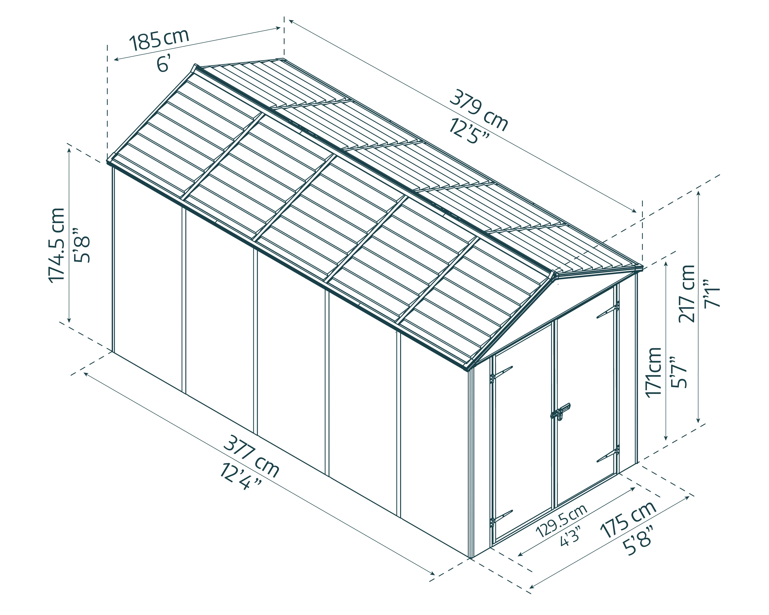 Rubicon 6ft. x 12ft. Garden Shed With Floor - Dark Grey Polycarbonate Panels - Image 8