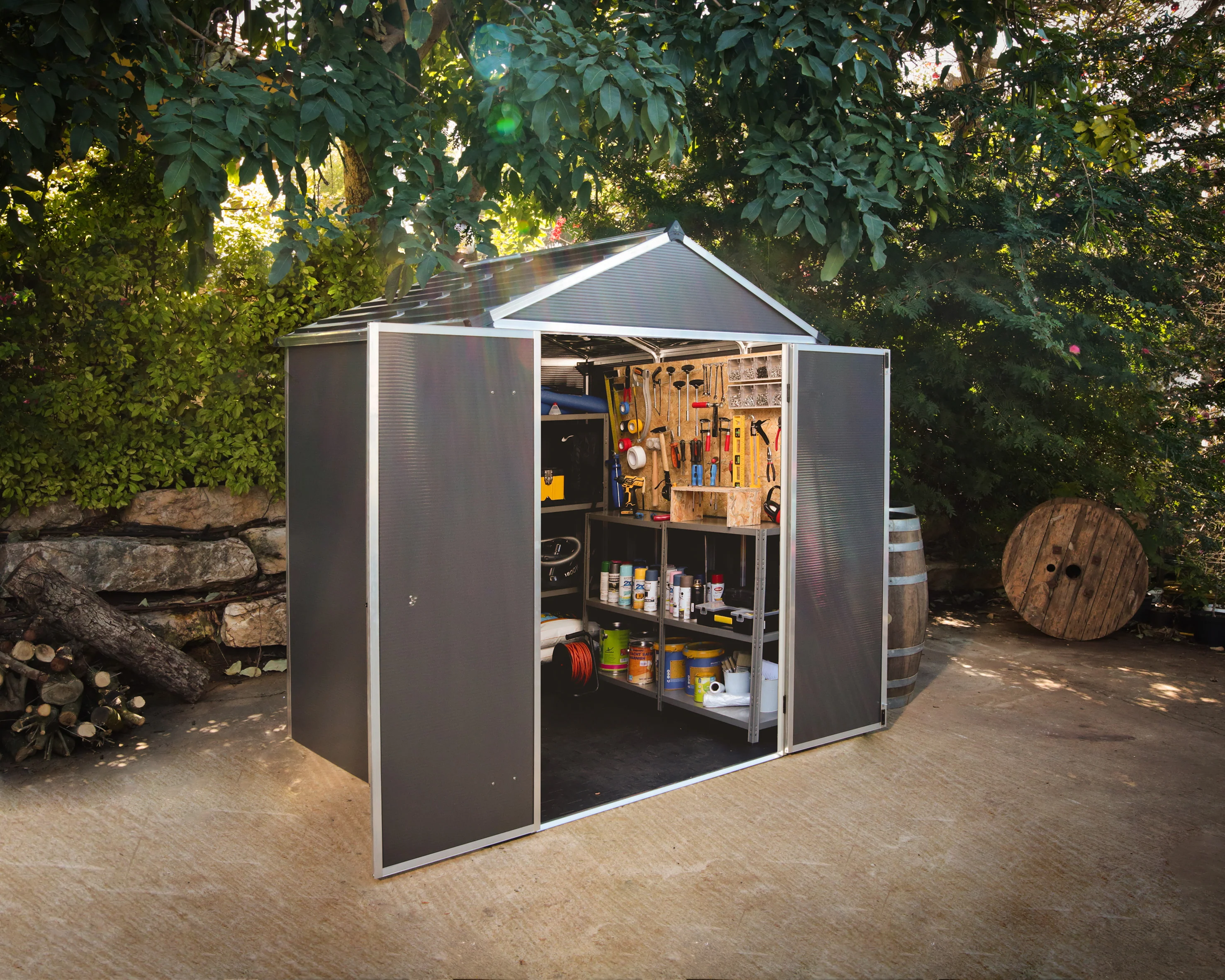 Rubicon 6ft. x 5ft. Garden Shed With Floor - Dark Grey Polycarbonate Panels - Image 4