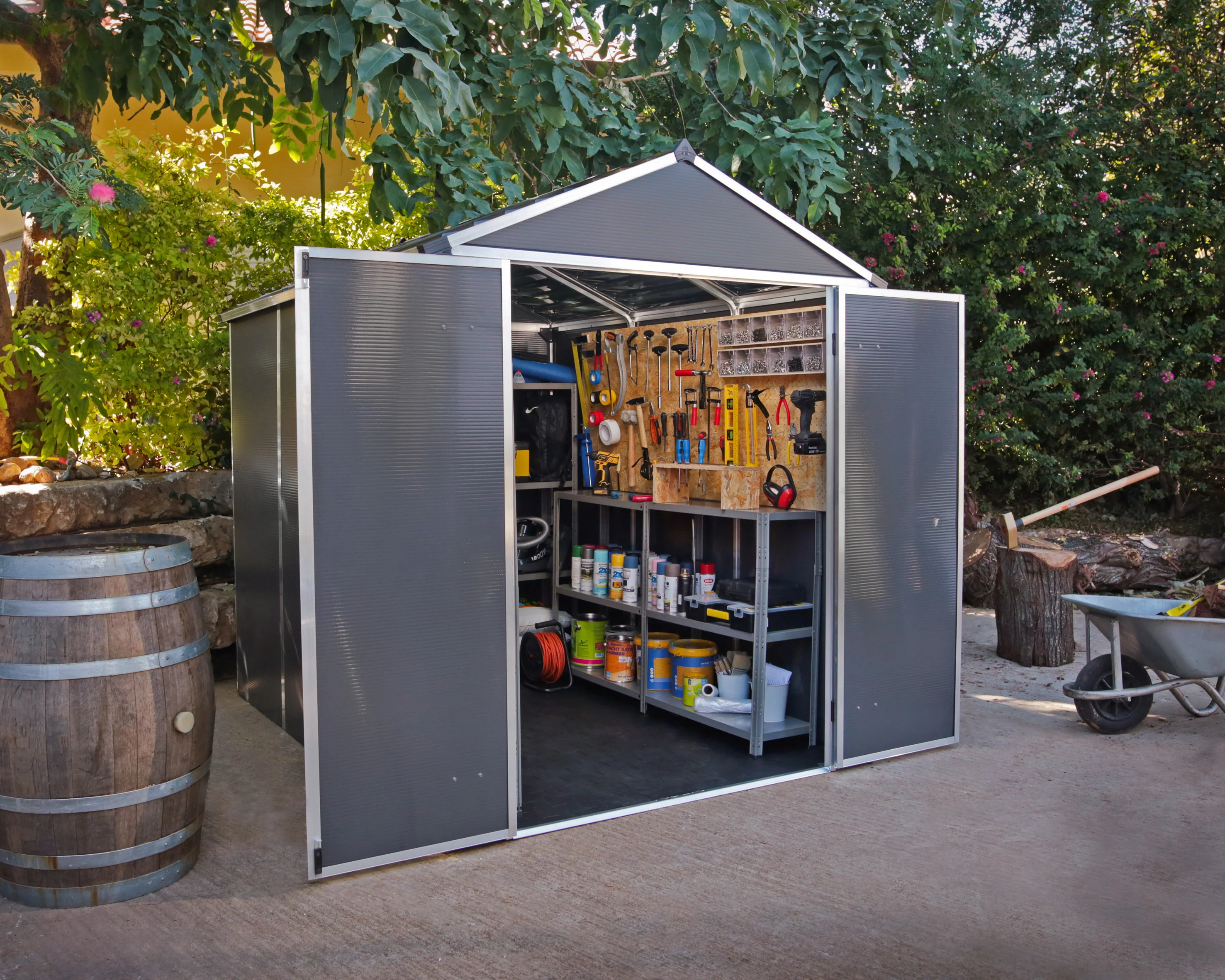 Rubicon 6 ft. x 8 ft. Garden Shed with Floor - Dark Grey Polycarbonate Panels - Image 6