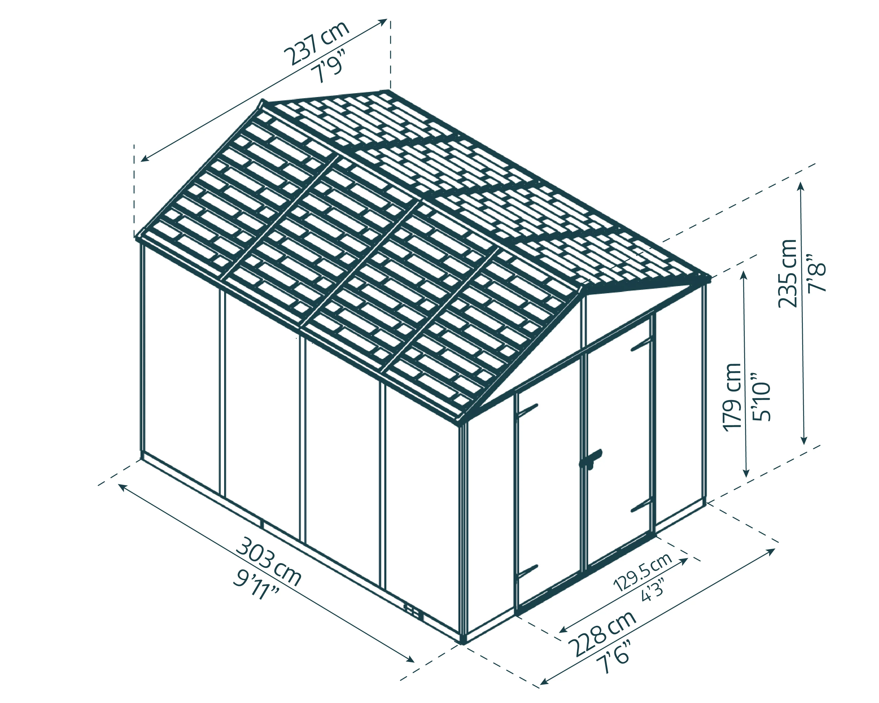 Rubicon 8ft. x 10ft. Garden Shed With Floor - Dark Grey Polycarbonate Panels - Image 12