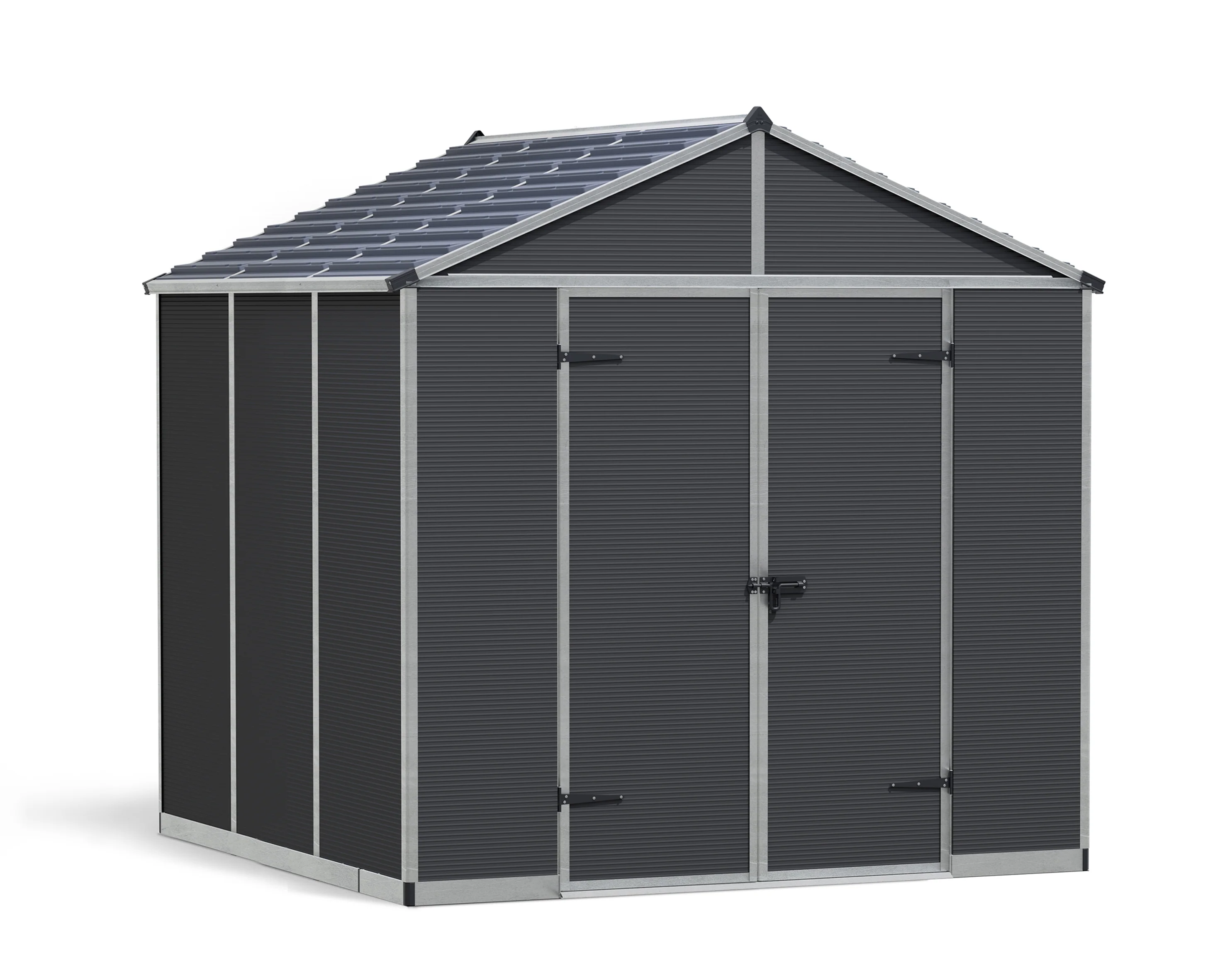 Rubicon 8ft. x 8ft. Garden Shed With Floor - Dark Grey Polycarbonate Panels - Image 11