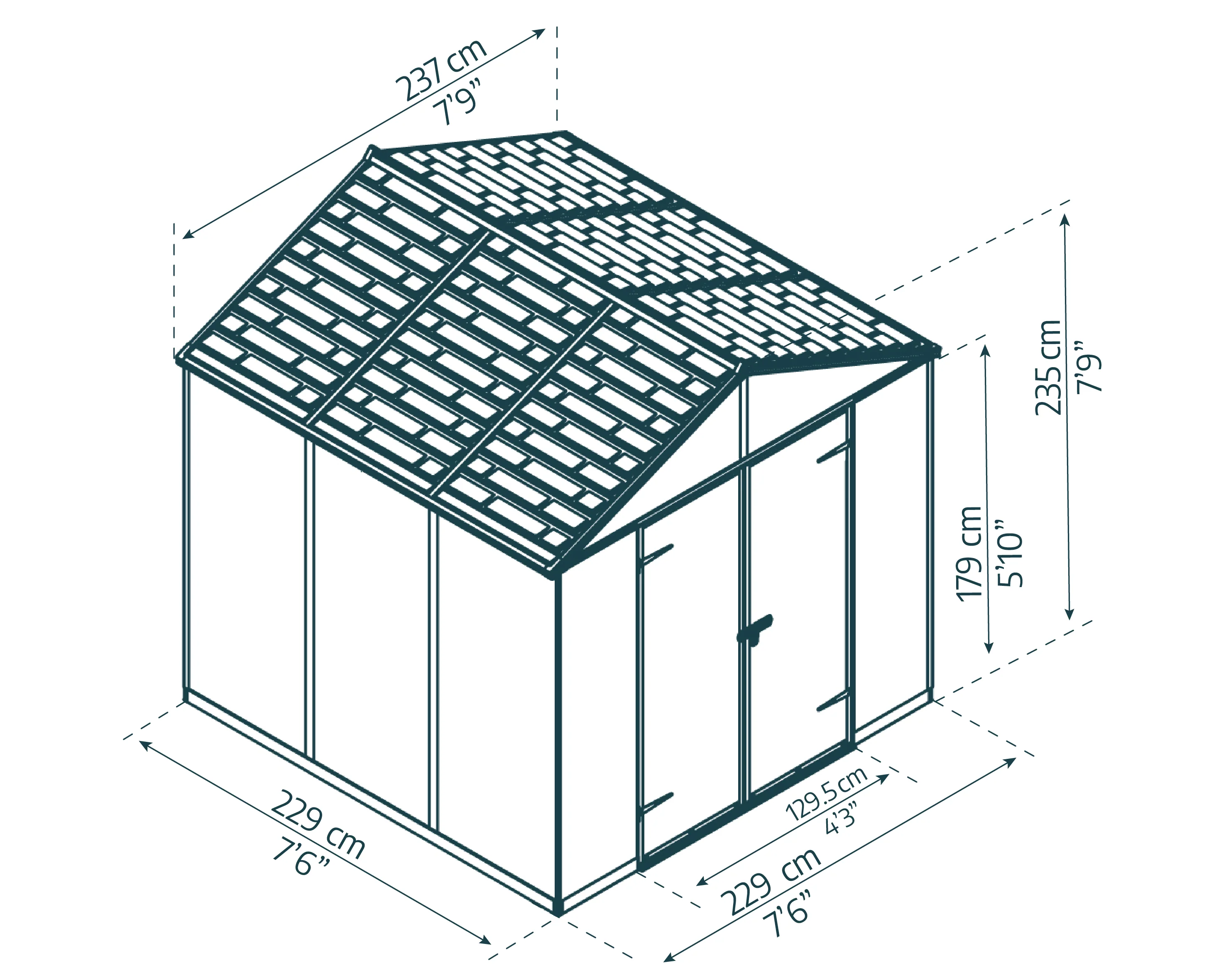 Rubicon 8ft. x 8ft. Garden Shed With Floor - Dark Grey Polycarbonate Panels - Image 13