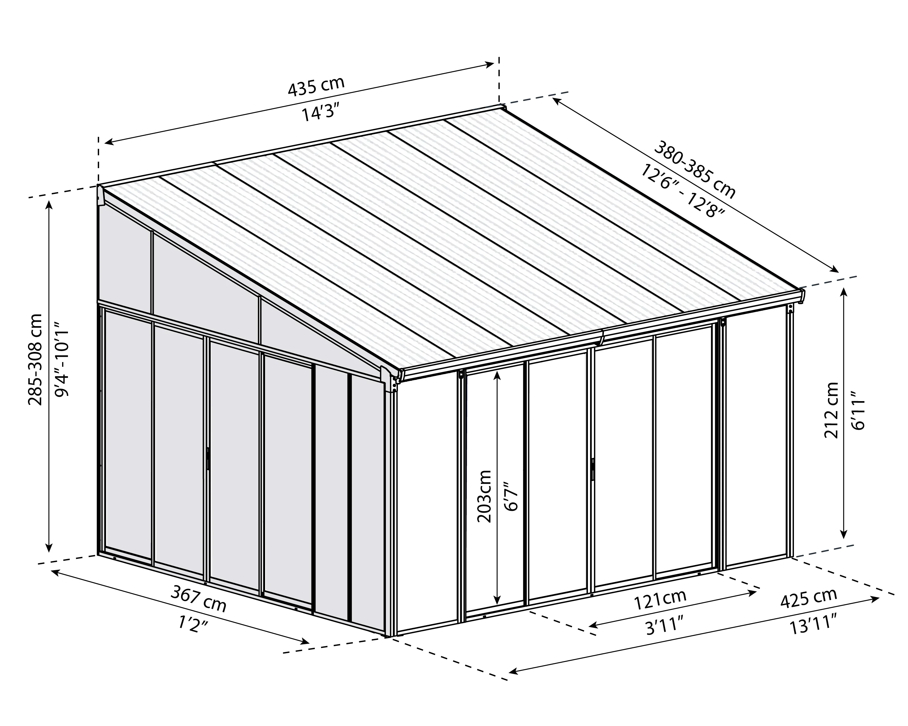 Sanremo 4m x 4m Lean to Conservatory - White Frames & White Polycarbonate - Image 8