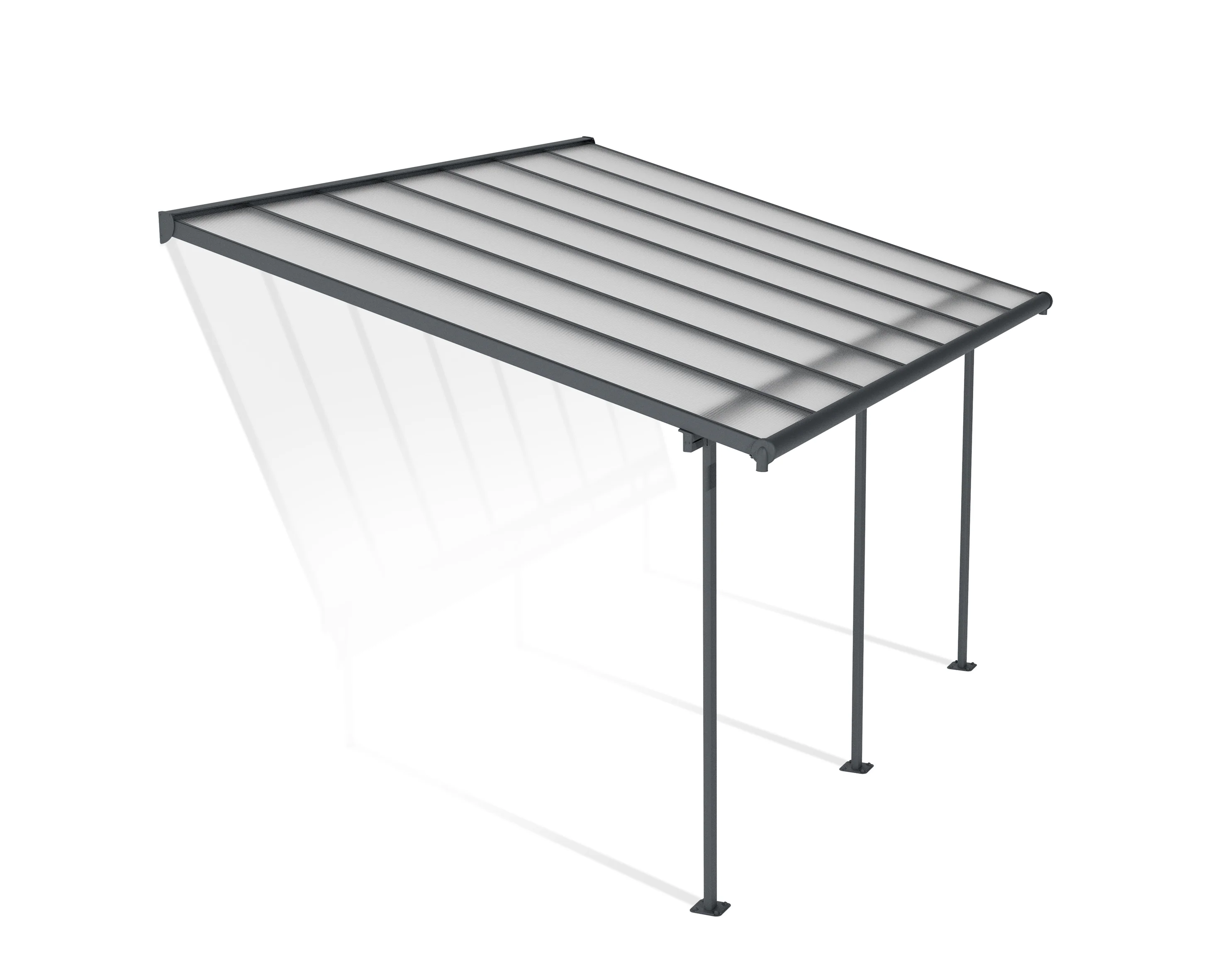 Sierra Patio Cover 3m x 4.3m - Grey Frame & Clear Polycarbonate - Image 11