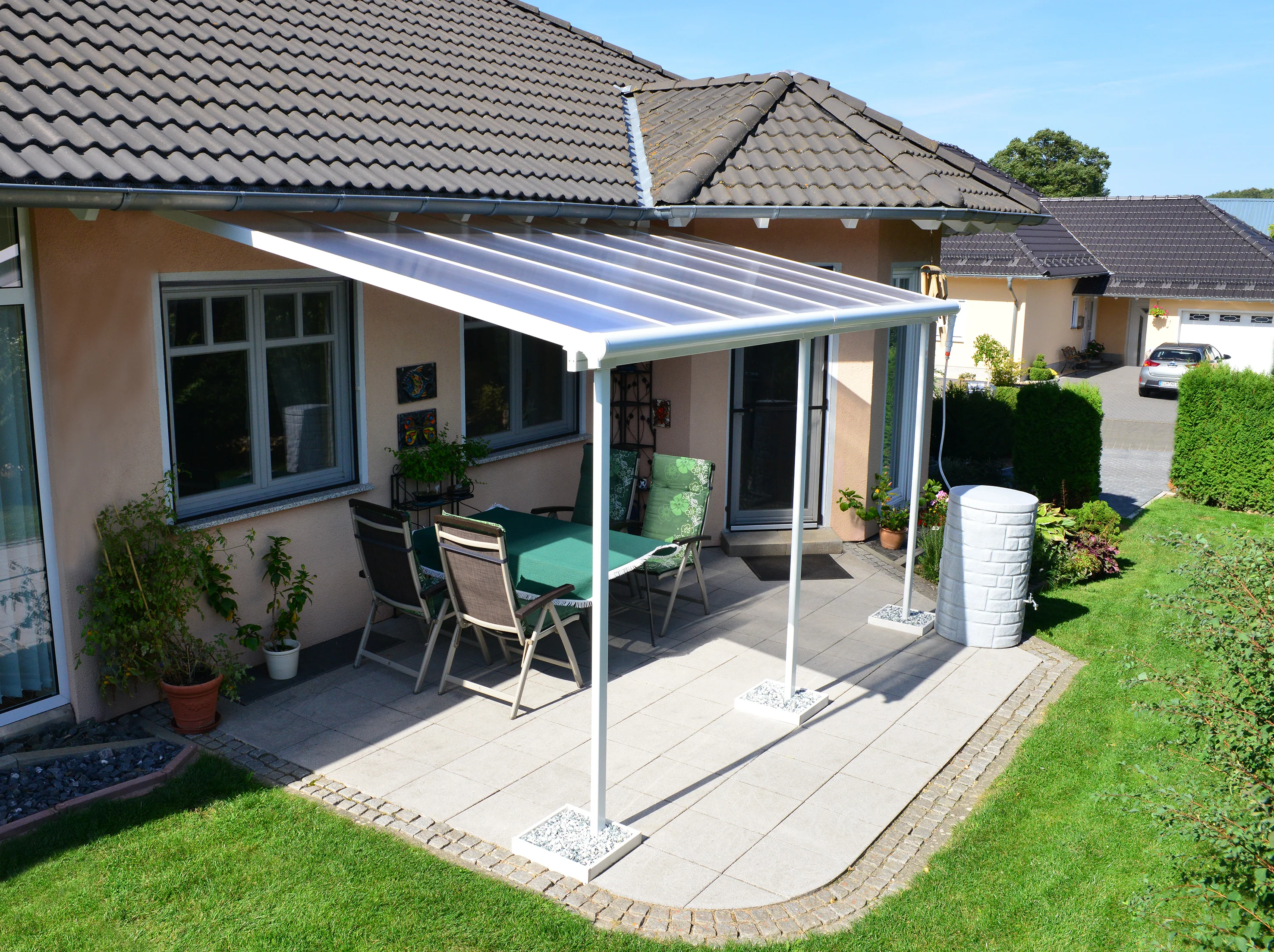 Sierra Patio Cover 3m x 4.3m - White Frame & Clear Polycarbonate - Image 8