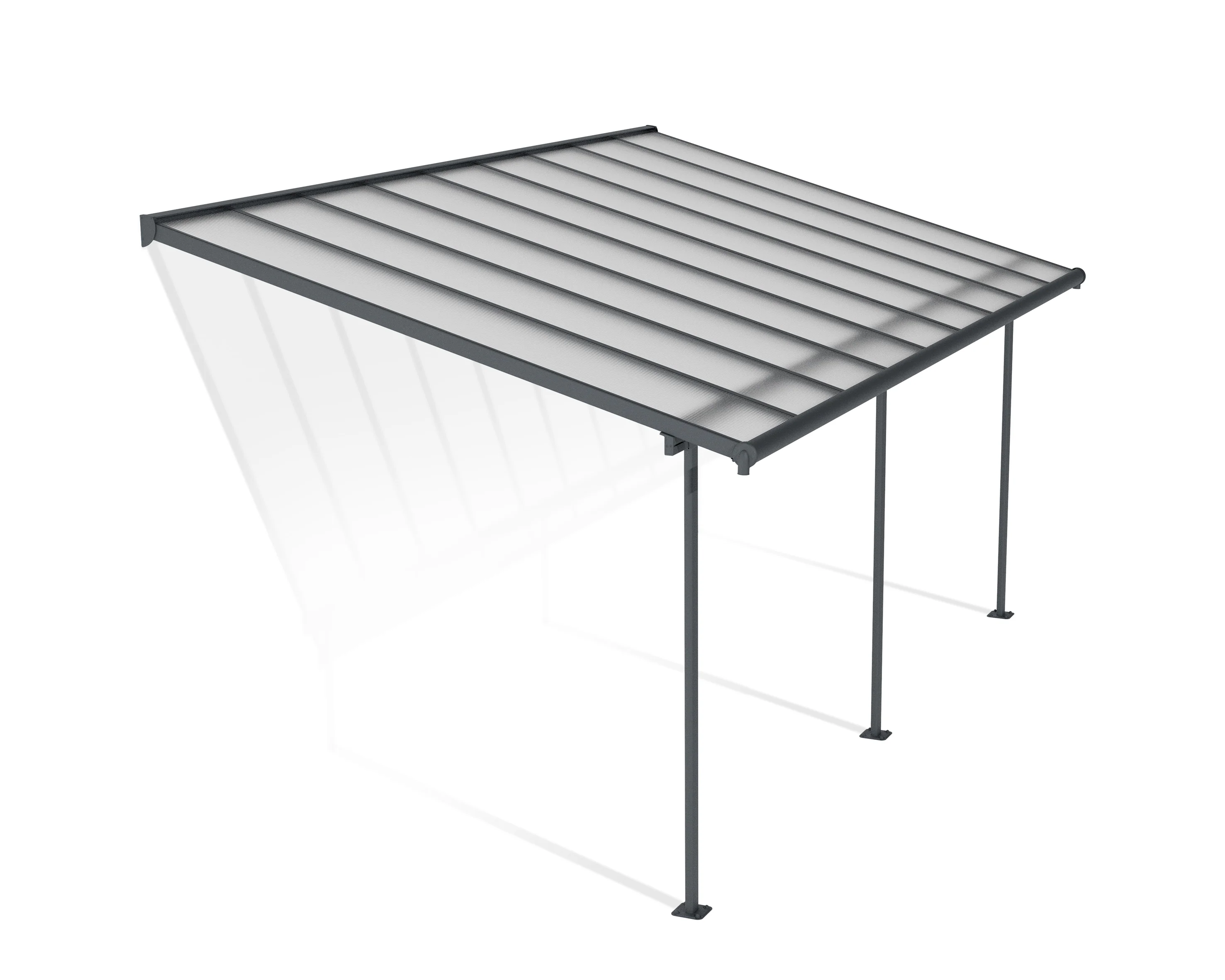 Sierra Patio Cover 3m x 5.6m - Grey Frame & Clear Polycarbonate - Image 9