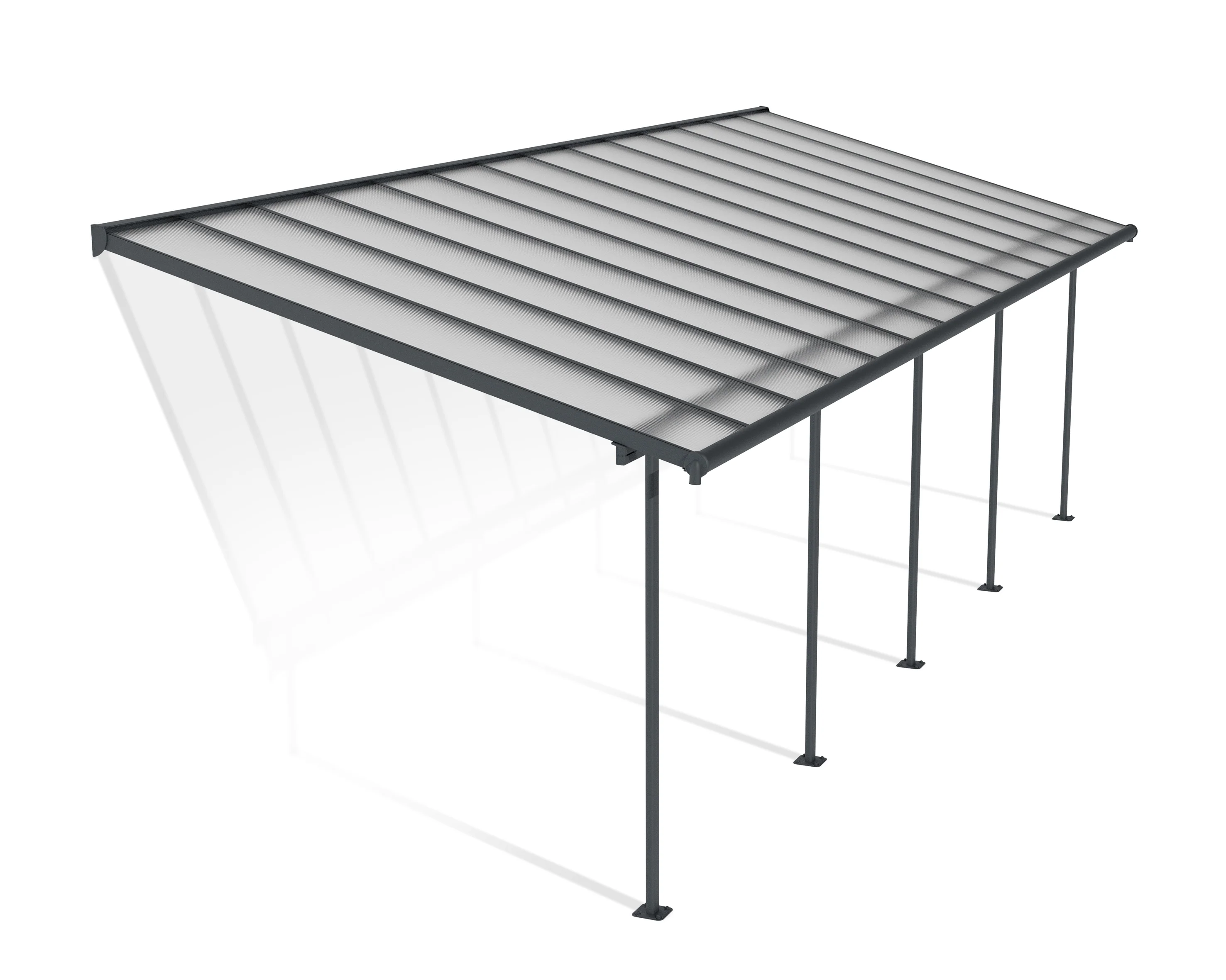 Sierra Patio Cover 3m x 8.6m - Grey Frame & Clear Polycarbonate - Image 7