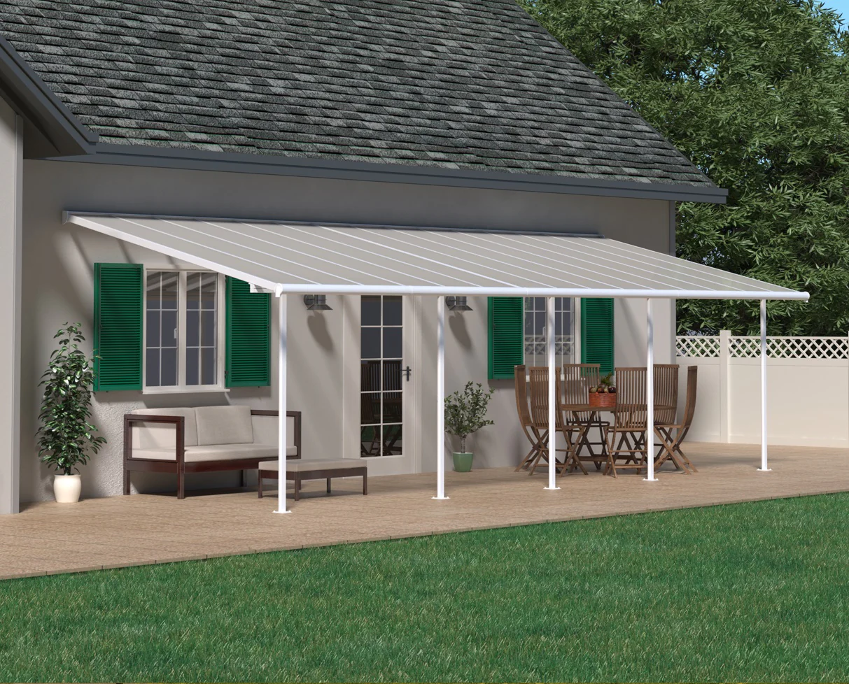 Sierra Patio Cover 3m x 9.2m - White Frame & Clear Polycarbonate - Image 2