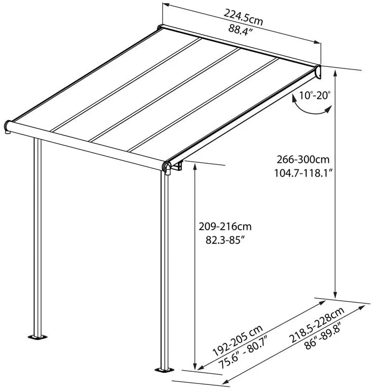 Sierra Patio Cover 2.2m x 2.3m - Grey Frame & Clear Polycarbonate - Image 6