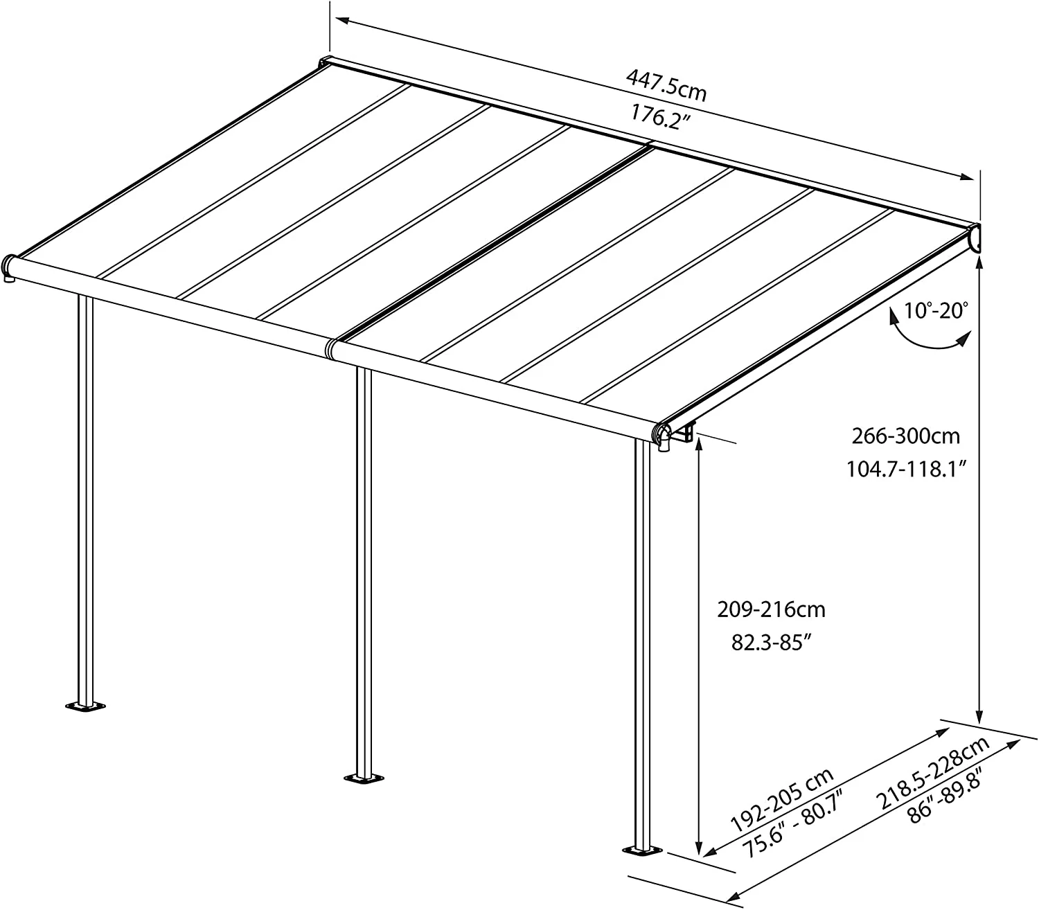 Sierra Patio Cover 2.2m x 4.5m - White Frame & Clear Polycarbonate - Image 6