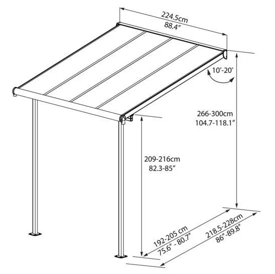 Sierra Patio Cover 2.2m x 2.3m - White Frame & Clear Polycarbonate - Image 3