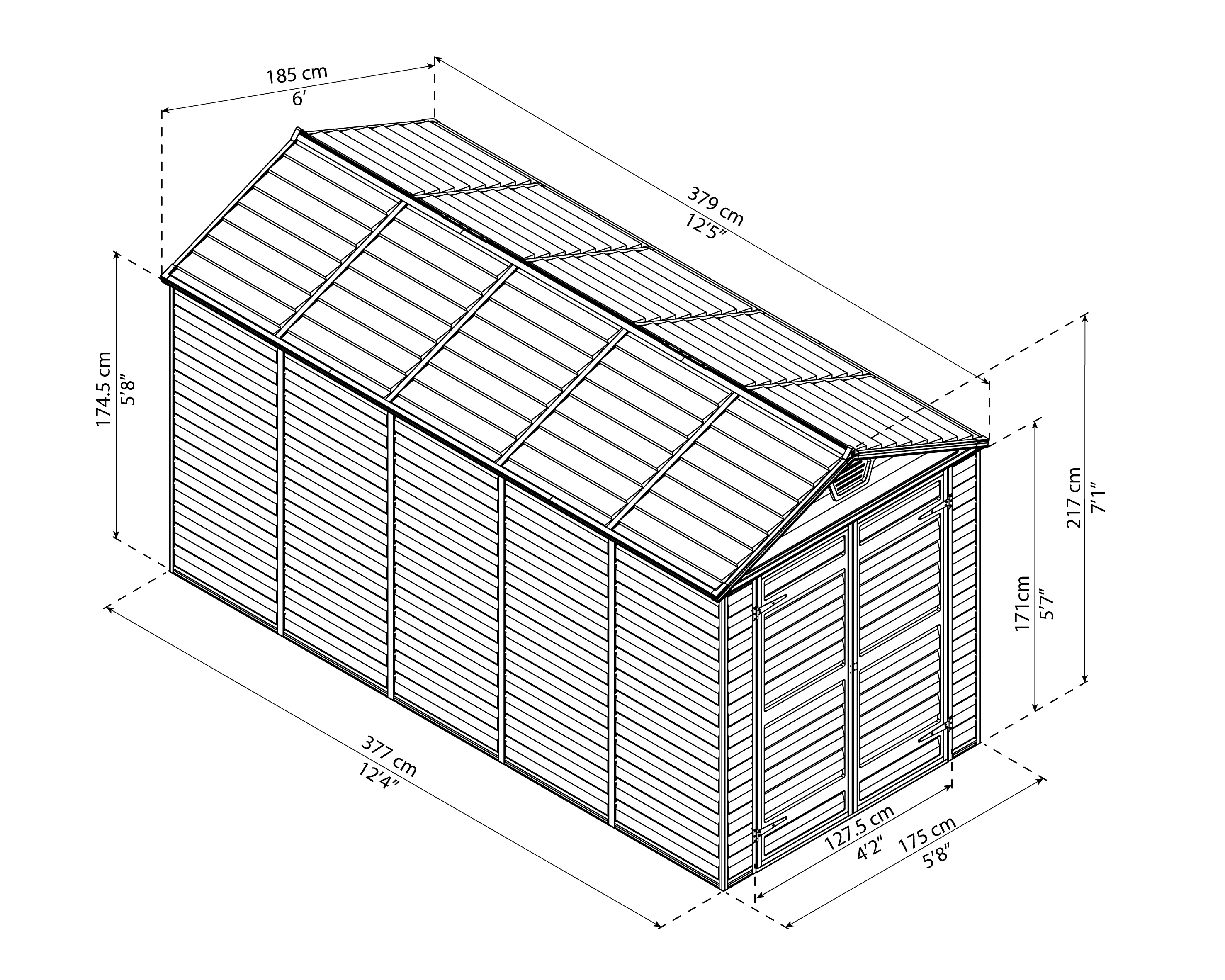 Skylight 6ft. x 12ft. Garden Shed - Amber Polycarbonate Panels - Image 12