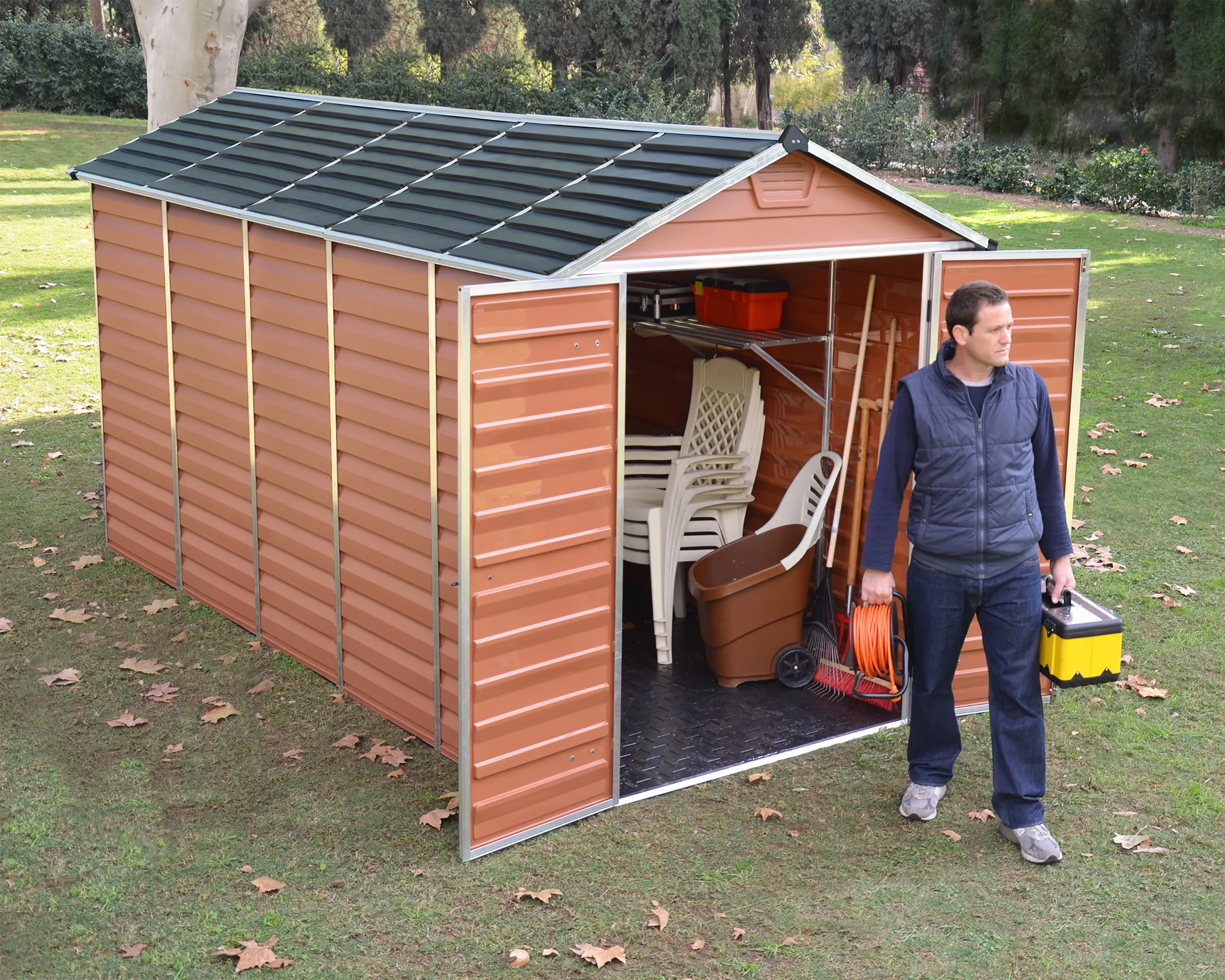 Skylight 6ft. x 12ft. Garden Shed - Amber Polycarbonate Panels - Image 2