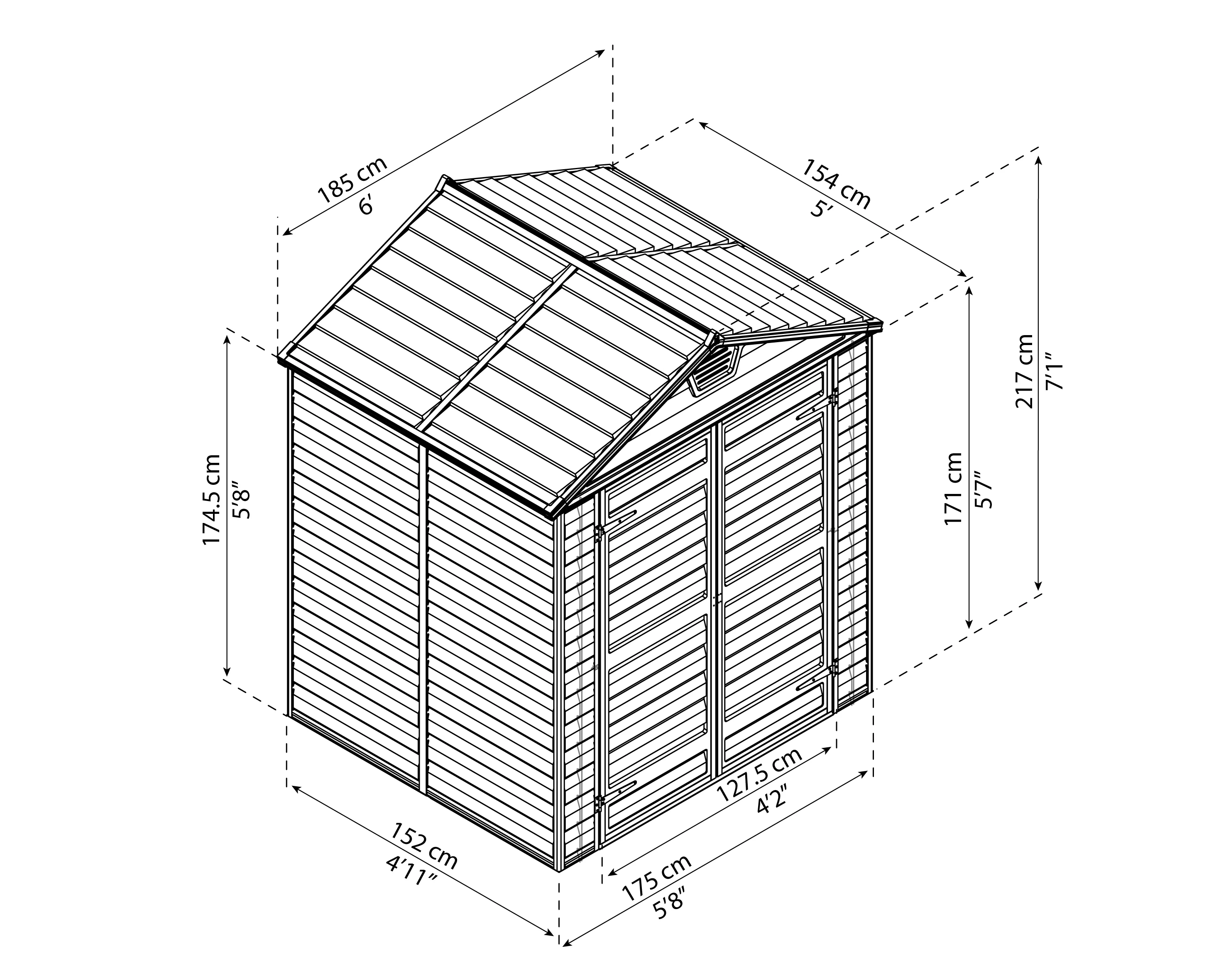 Skylight 6ft. x 5ft. Garden Shed - Amber Polycarbonate Panels - Image 11