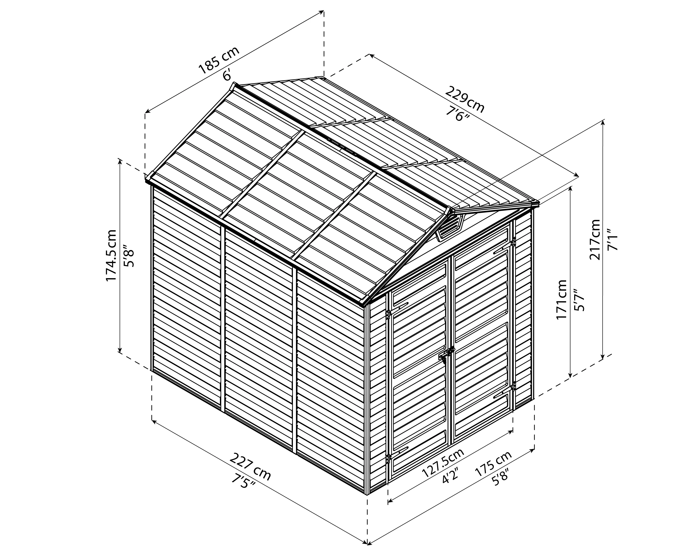 Skylight 6ft. x 8ft. Garden Shed - Amber Polycarbonate Panels - Image 12