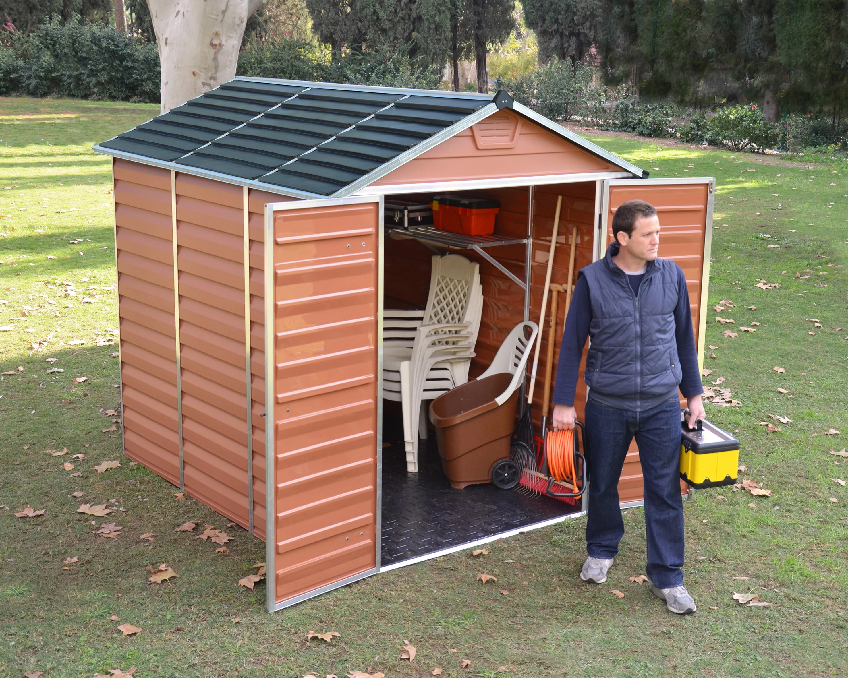 Skylight 6ft. x 8ft. Garden Shed - Amber Polycarbonate Panels - Image 2