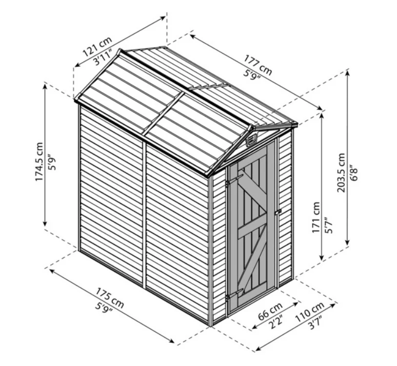Skylight 4ft. x 6ft. Garden Shed - Tan Polycarbonate Panels - Image 3