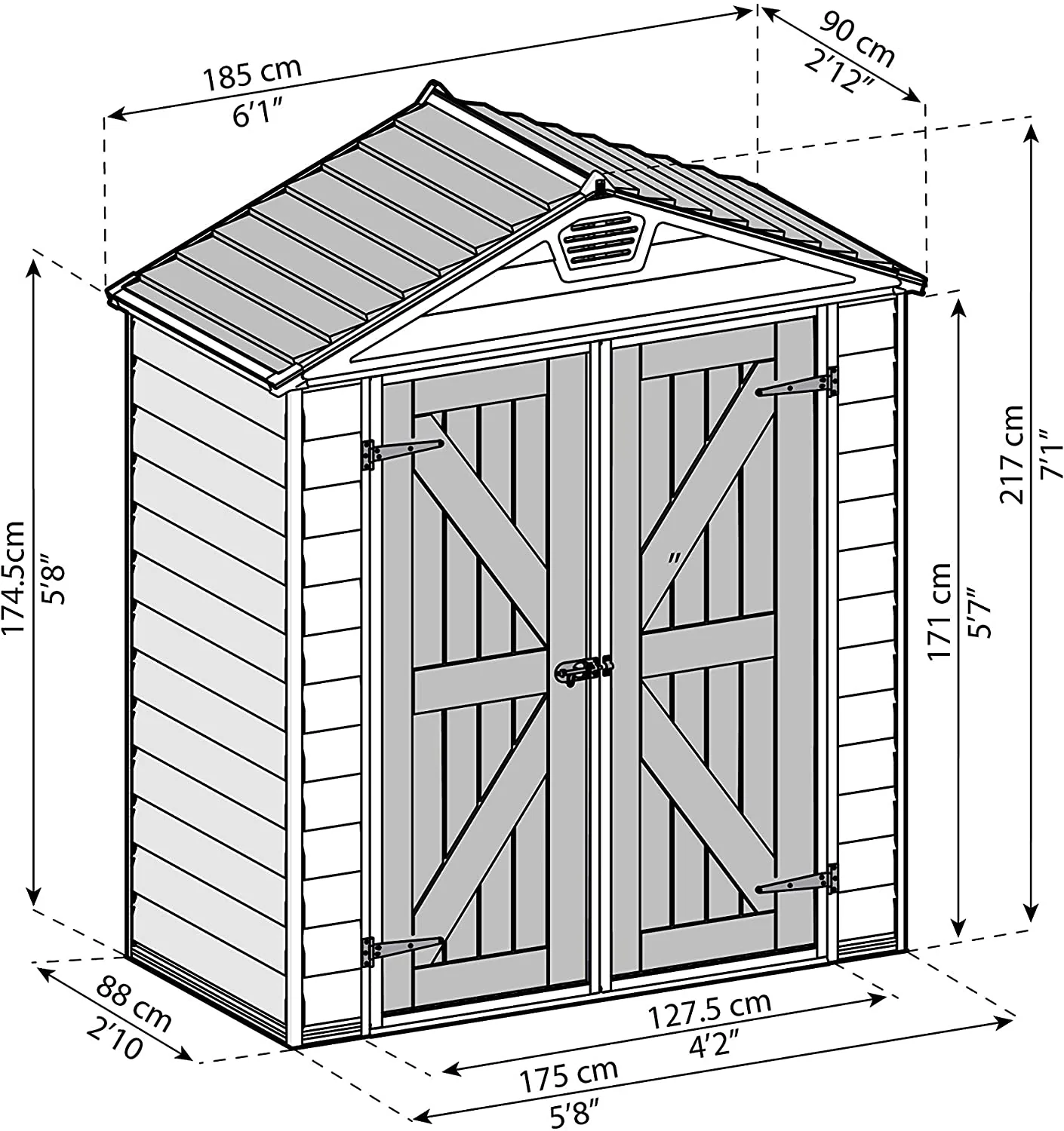 Skylight 6ft. x 3ft. Garden Shed - Tan Polycarbonate Panels - Image 3