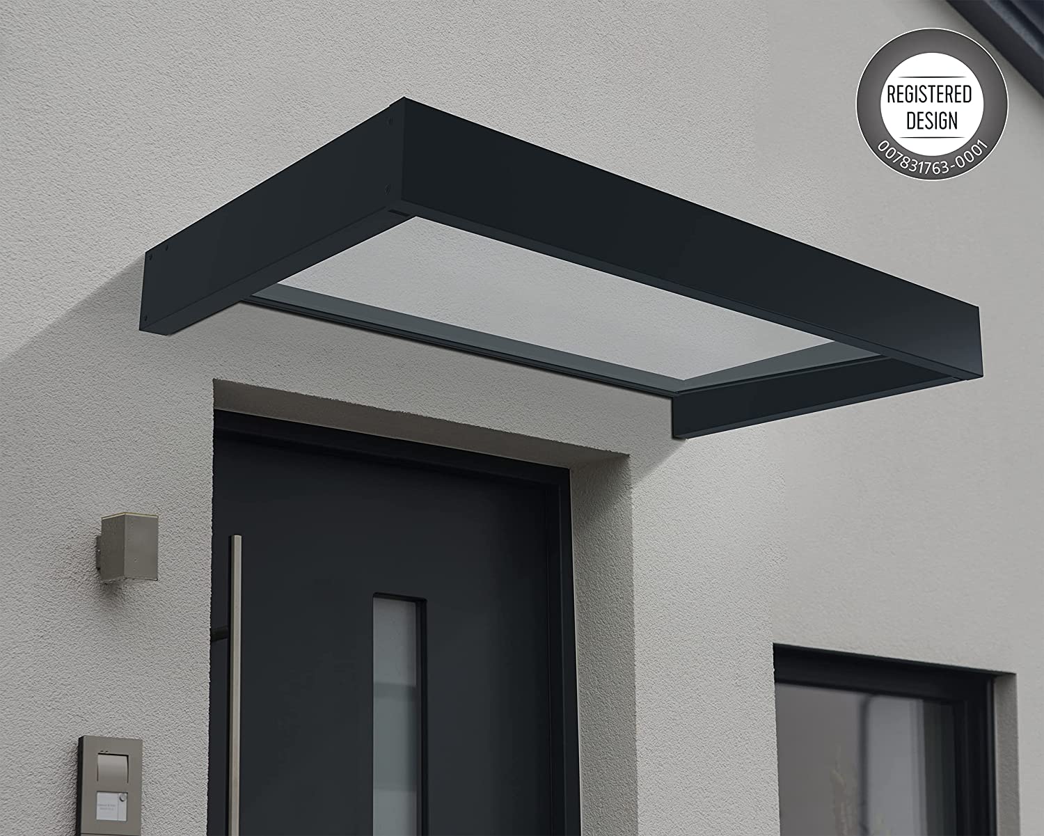 Sophia 1.5m x 0.9m Door Canopy - Grey Frame & Clear Acryl