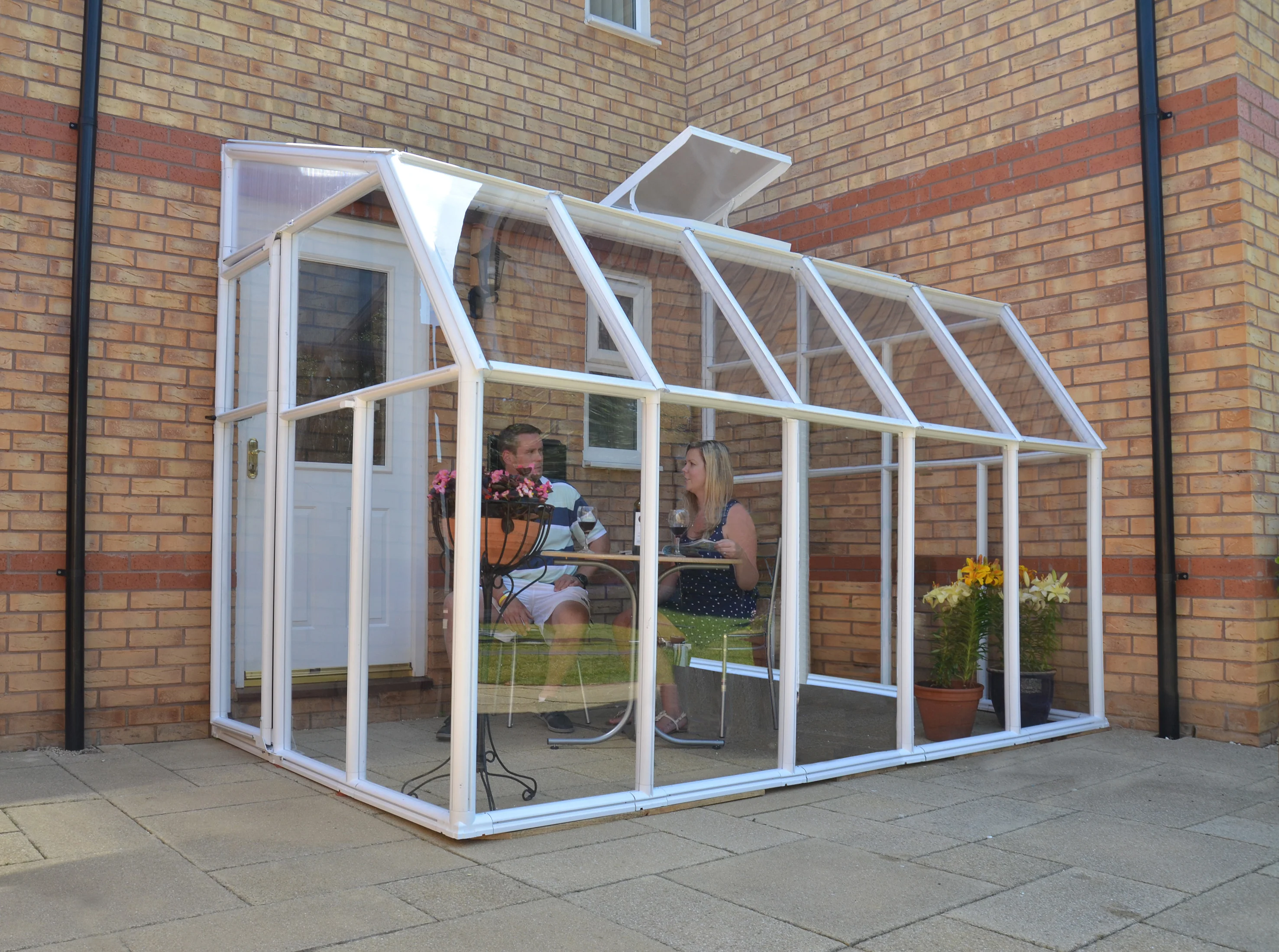 SunRoom 2m x 3m Lean to Conservatory - White Frames & Hybrid Polycarbonate - Image 3