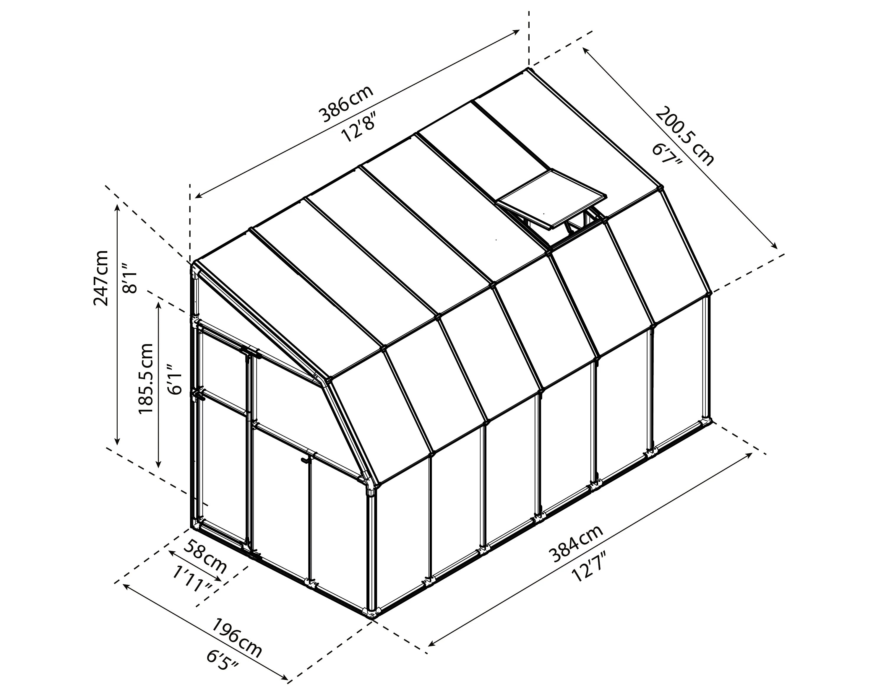 Sunroom 2m x 3.5m Lean to Conservatory - White Frames & Hybrid Polycarbonate - Image 5