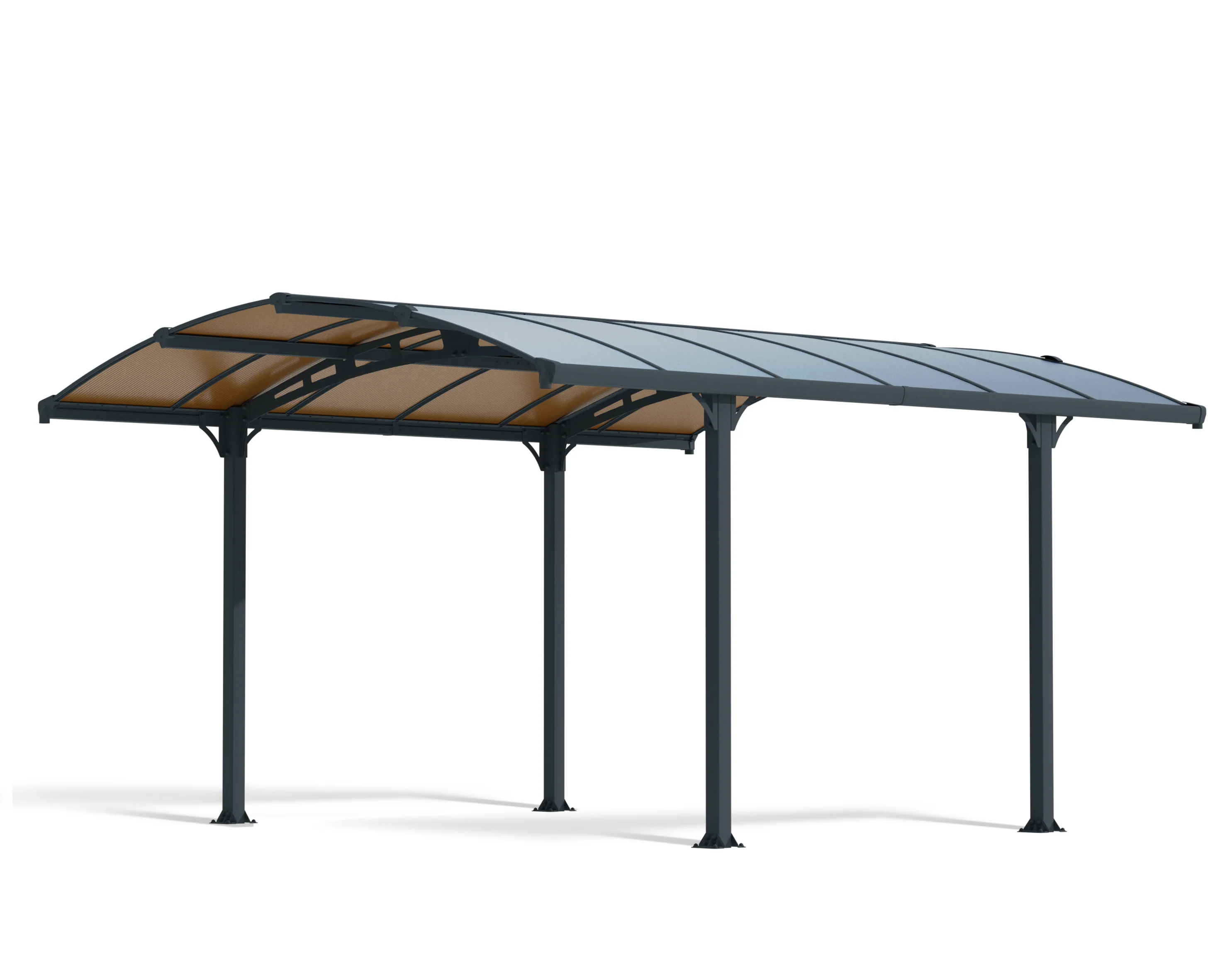 Tucson 3.6m x 4.35m Garden Gazebo in Grey with Polycarbonate Roof - Image 11