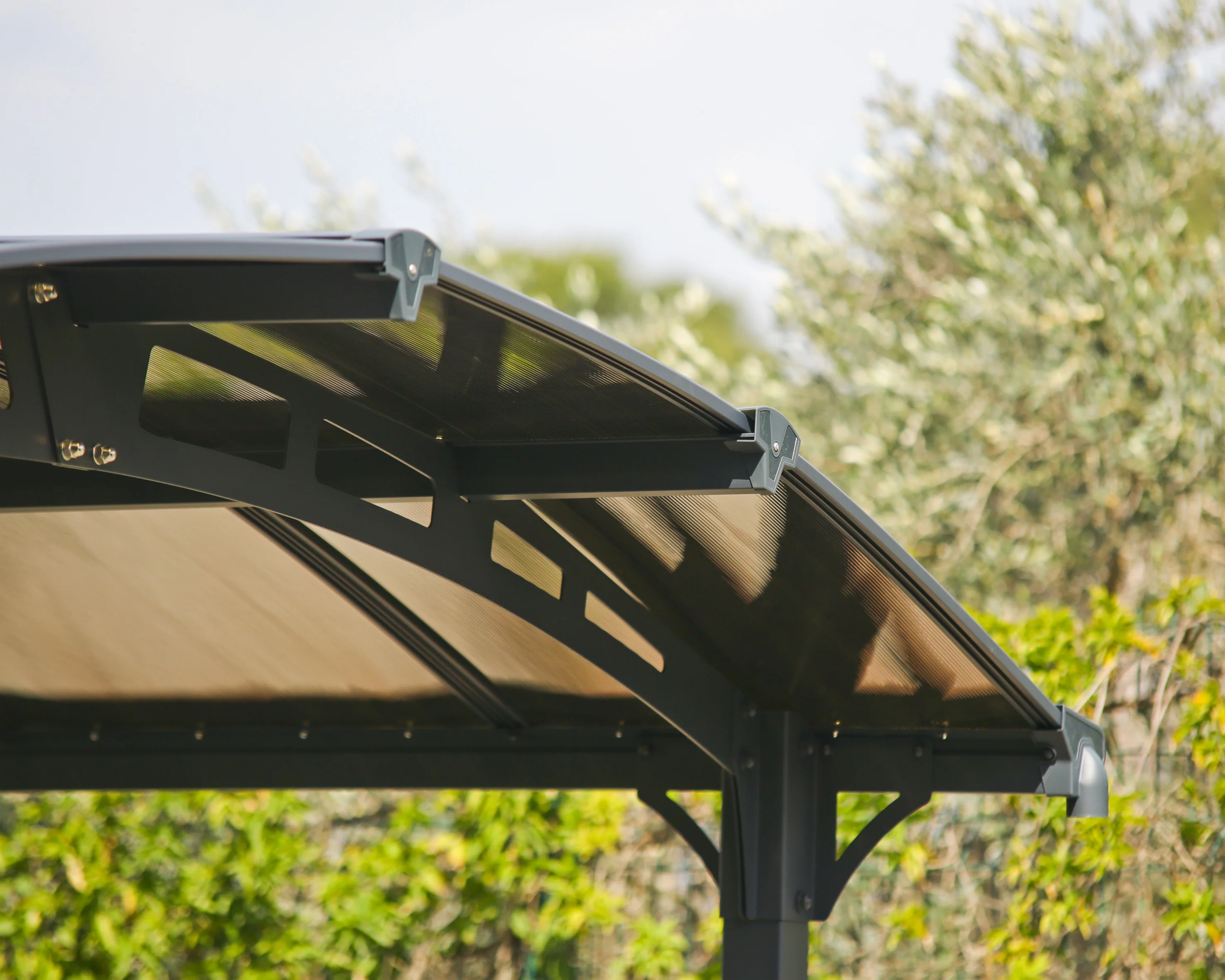 Tucson 3.6m x 4.35m Garden Gazebo in Grey with Polycarbonate Roof - Image 8
